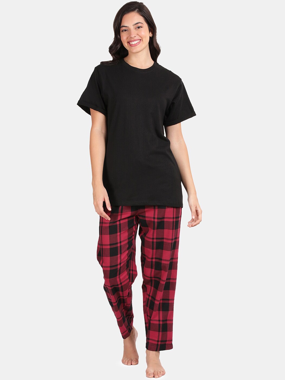 

Kryptic Round Neck Pure Cotton Night suit, Black