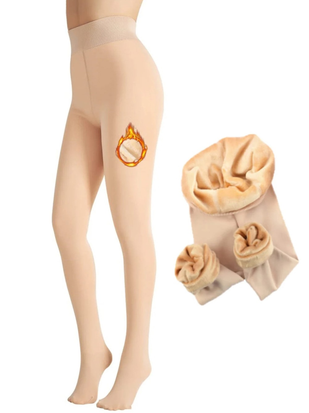 

Krelin High Waist Thermal Soft Stretchable Woollen Full Foot Stockings, Nude