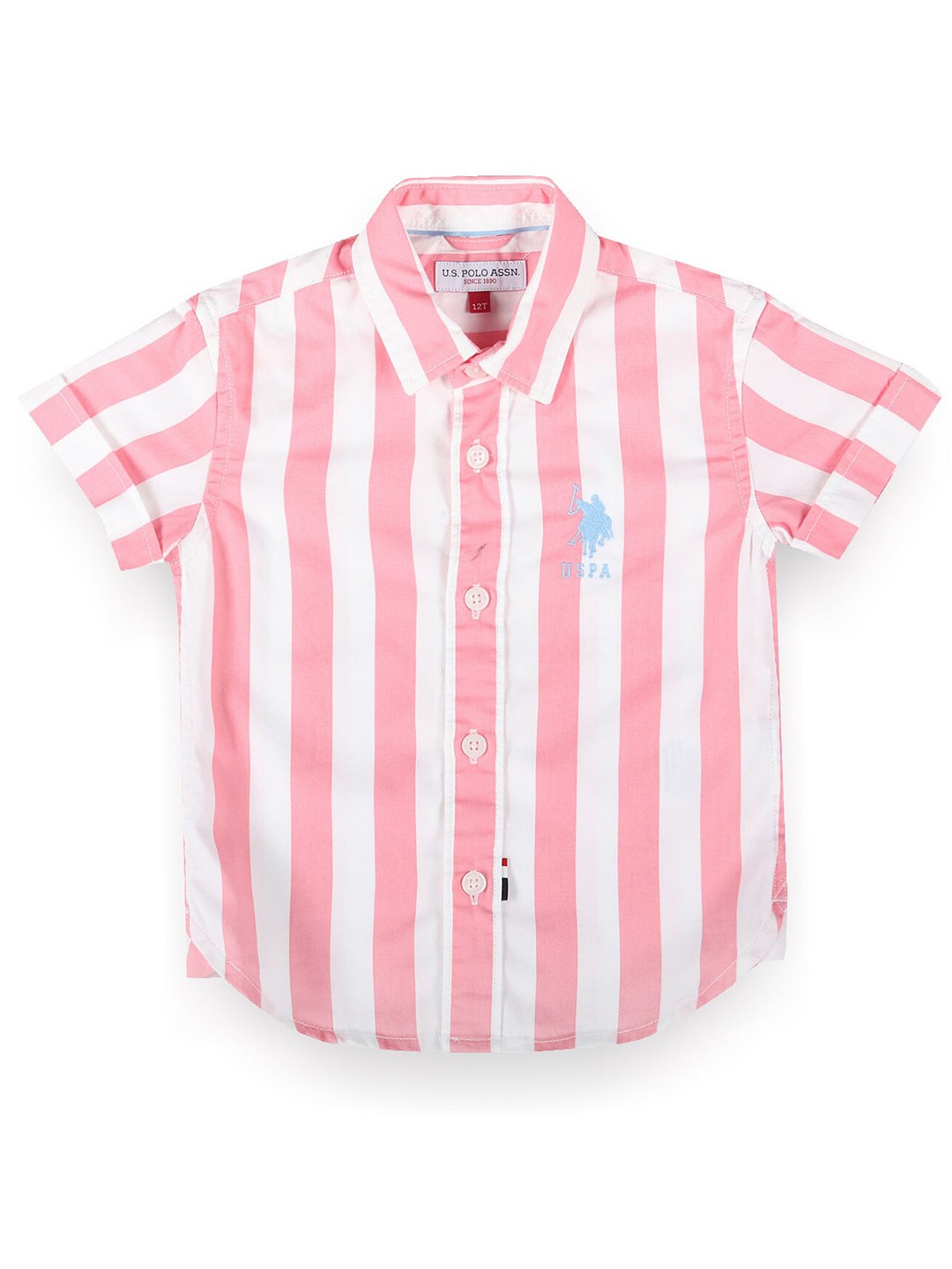 

U.S. Polo Assn. Kids Boys Classic Fit Striped Twill Pure Cotton Casual Shirt, Pink