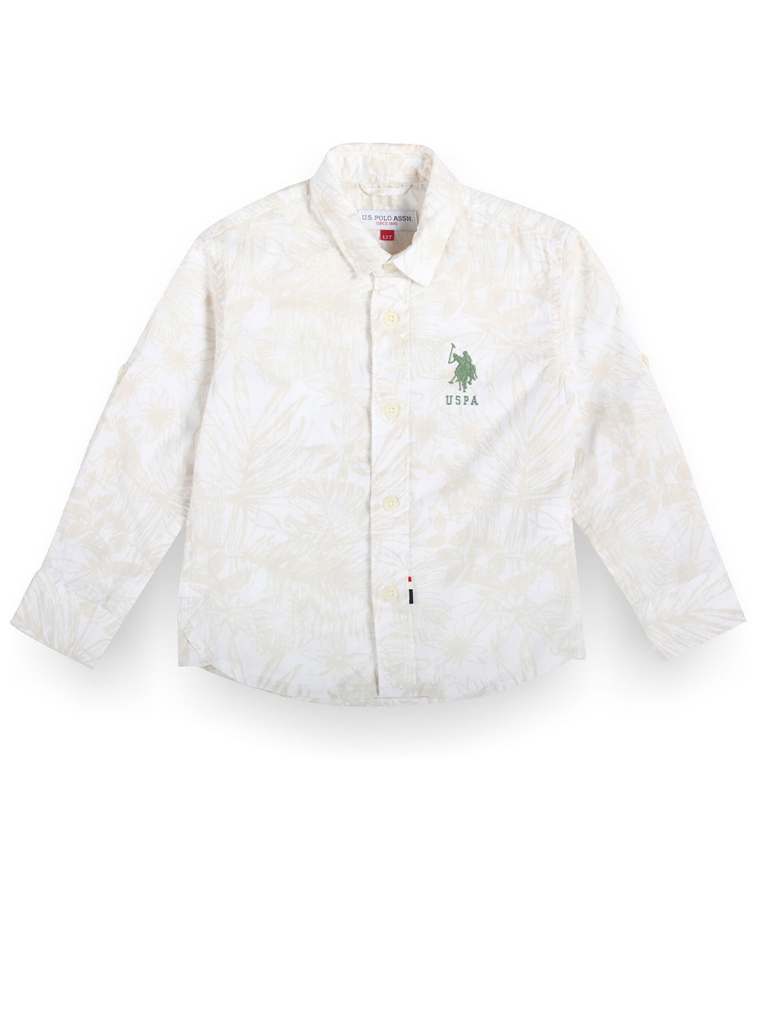 

U.S. Polo Assn. Kids Boys Classic Floral Printed Pure Cotton Casual Shirt, Beige