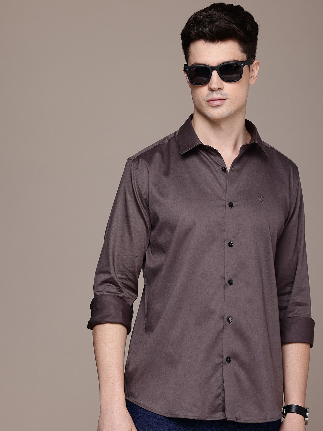 

French Connection Slim Fit Opaque Casual Shirt, Taupe