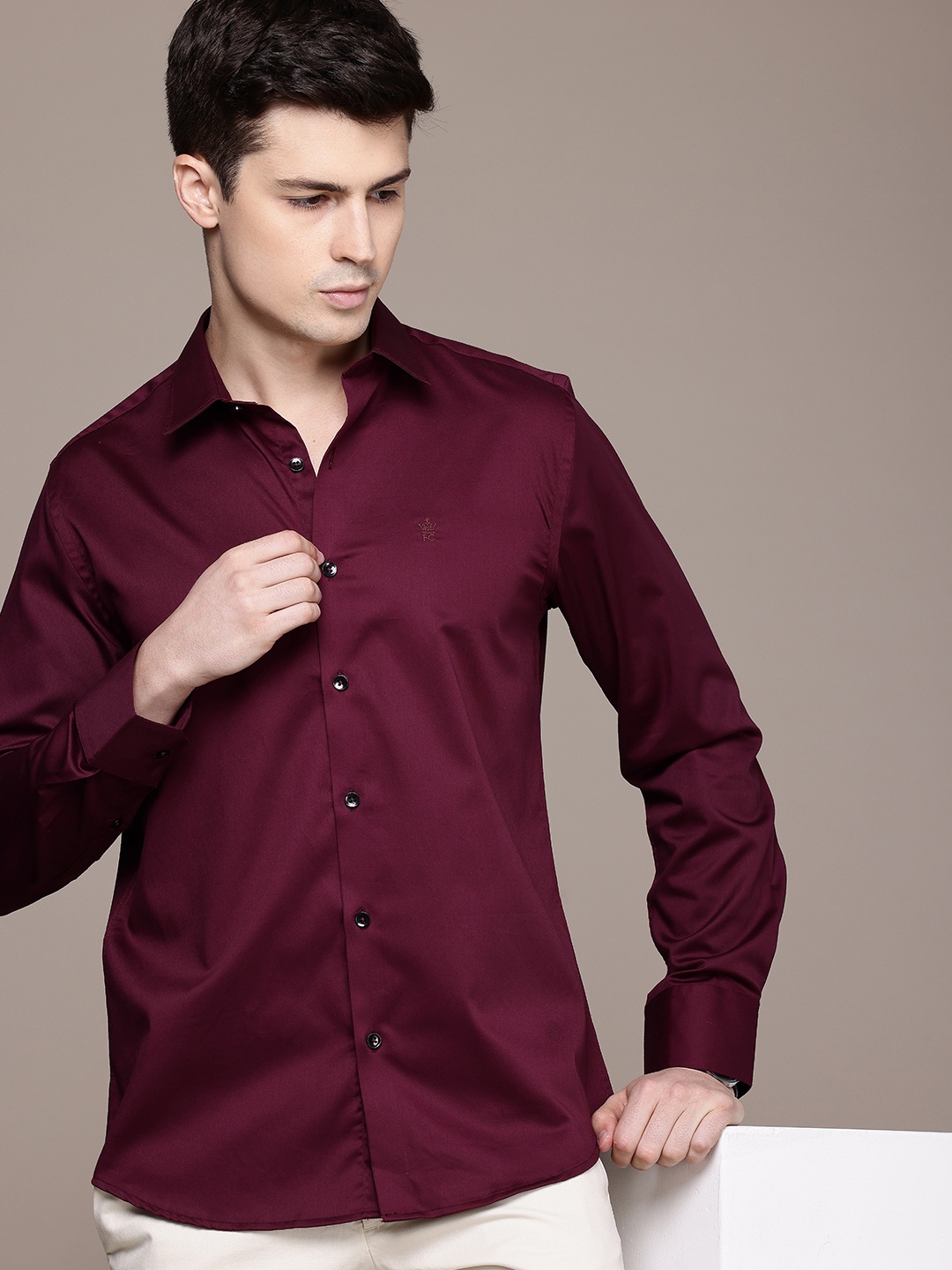 

French Connection Slim Fit Opaque Casual Shirt, Burgundy