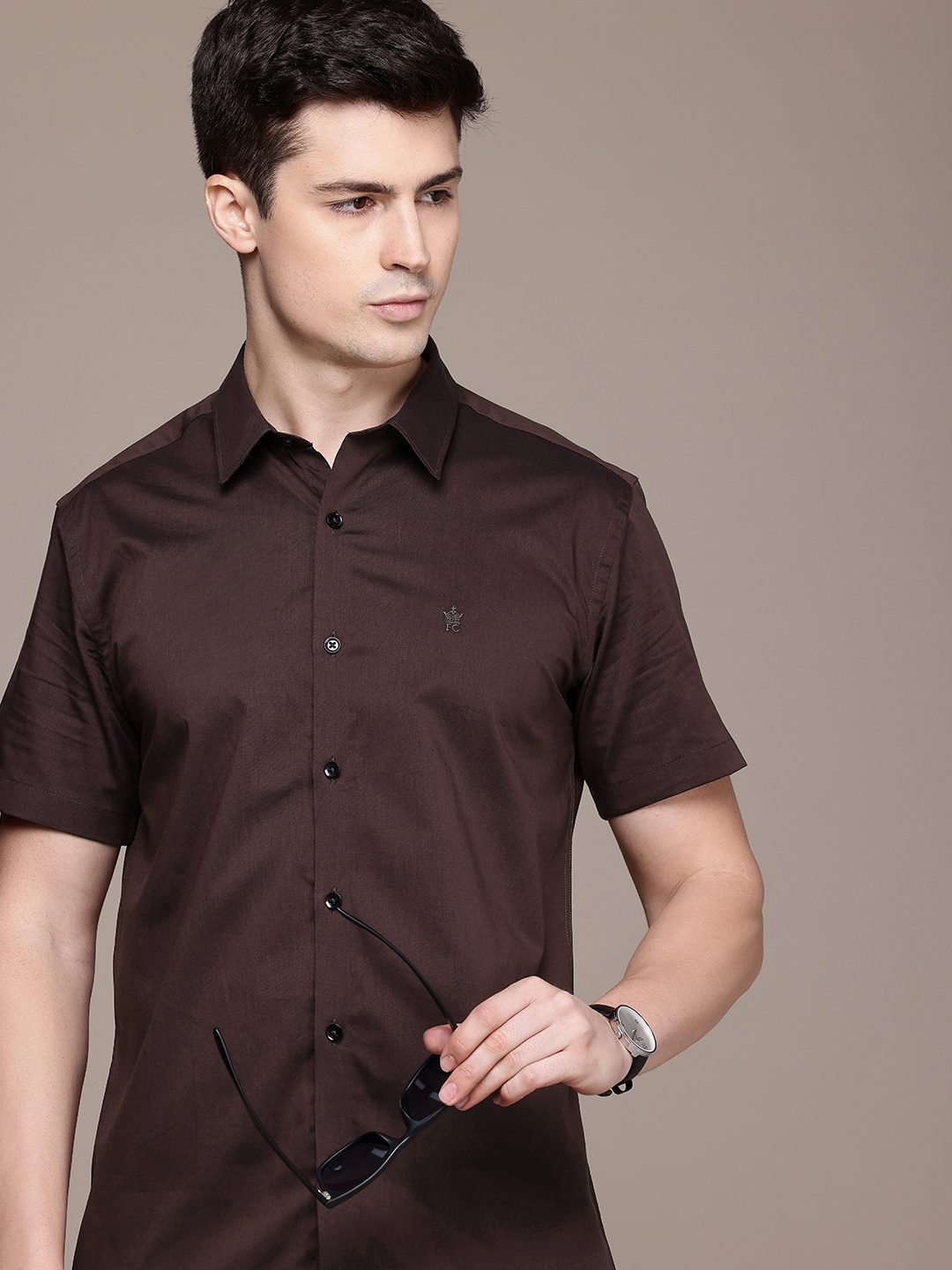 

French Connection Slim Fit Opaque Casual Shirt, Maroon