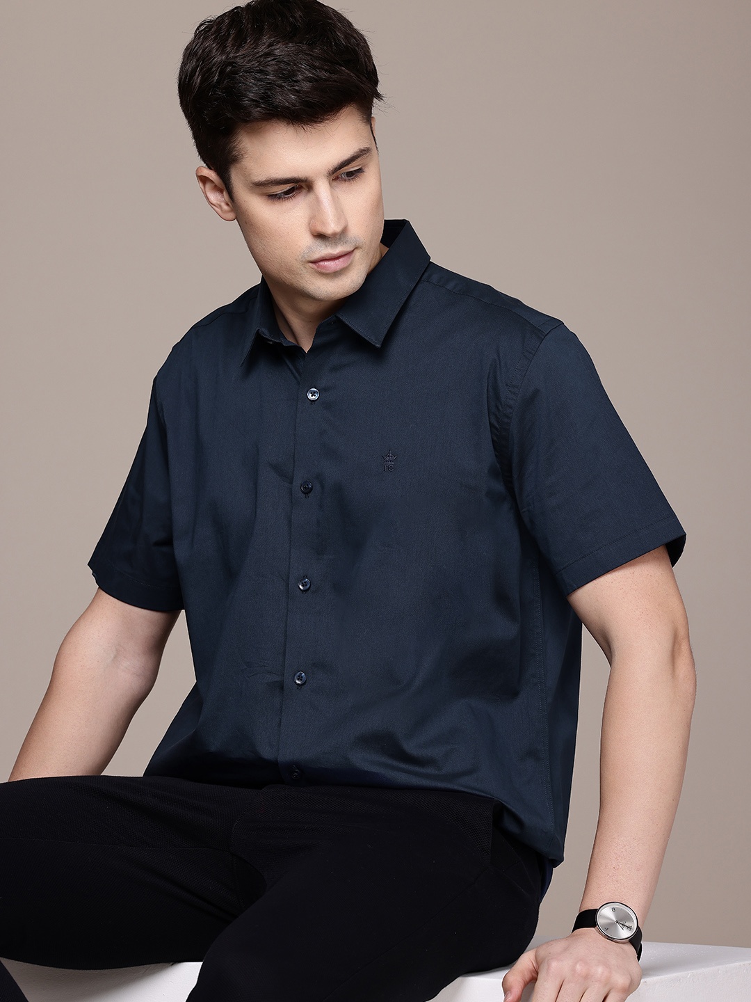 

French Connection Slim Fit Opaque Casual Shirt, Navy blue