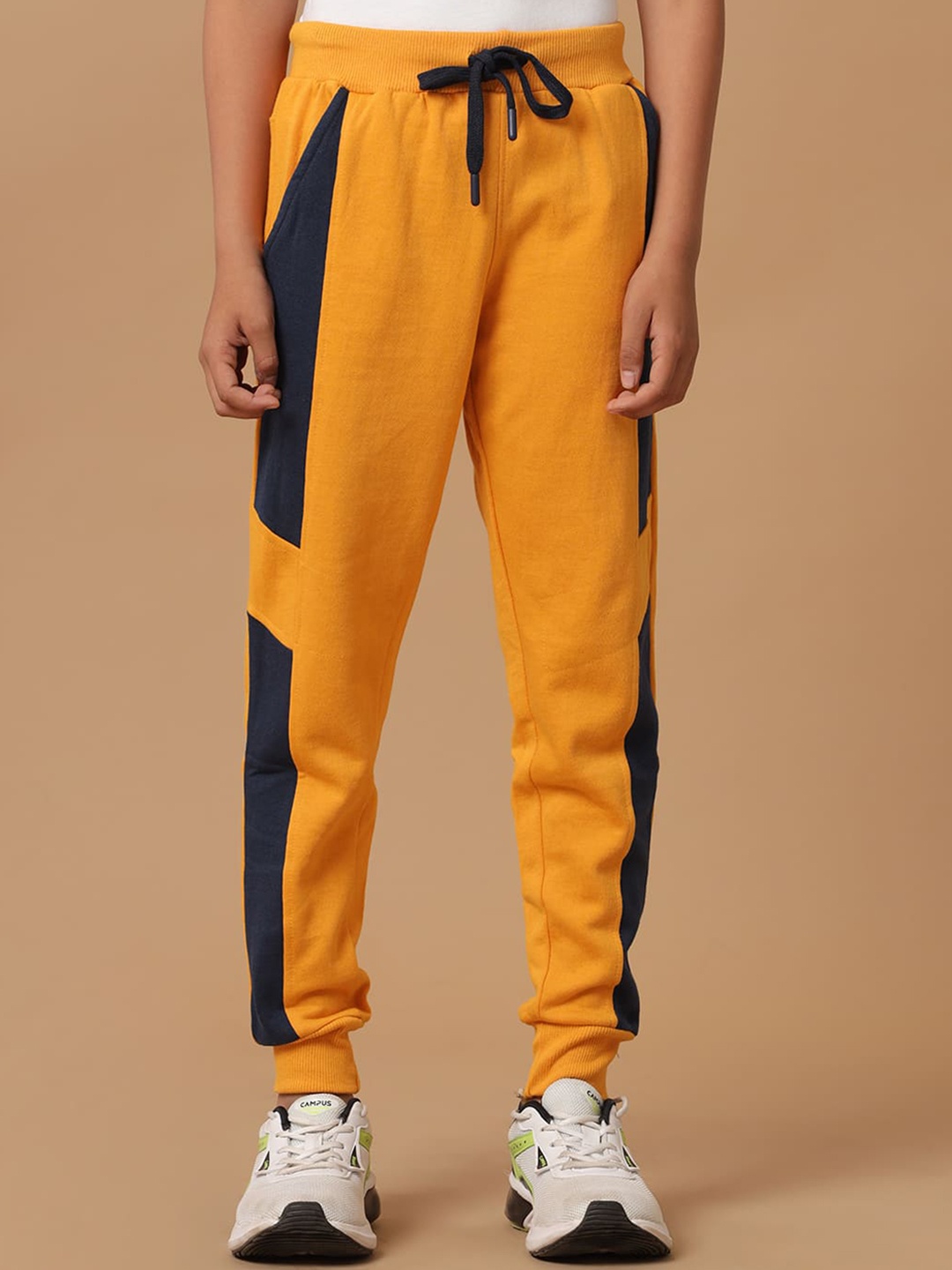 

UNDER FOURTEEN ONLY Boys Mid Rise Cotton Slim Fit Jogger, Yellow