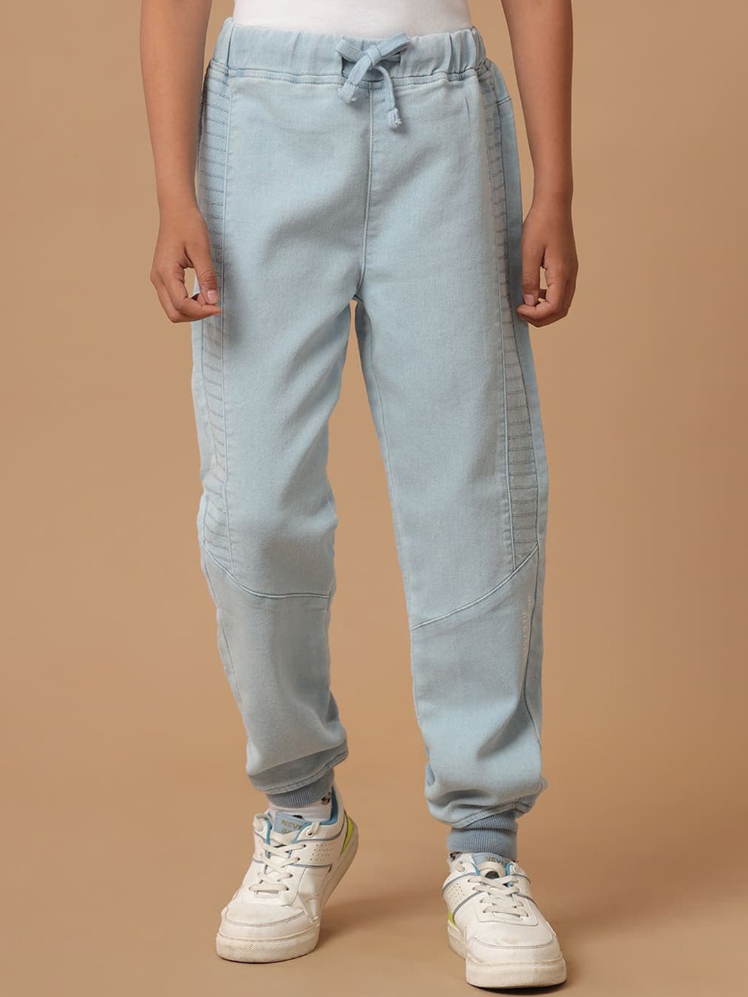 

UNDER FOURTEEN ONLY Boys Slim Fit Mid-Rise Trousers, Blue