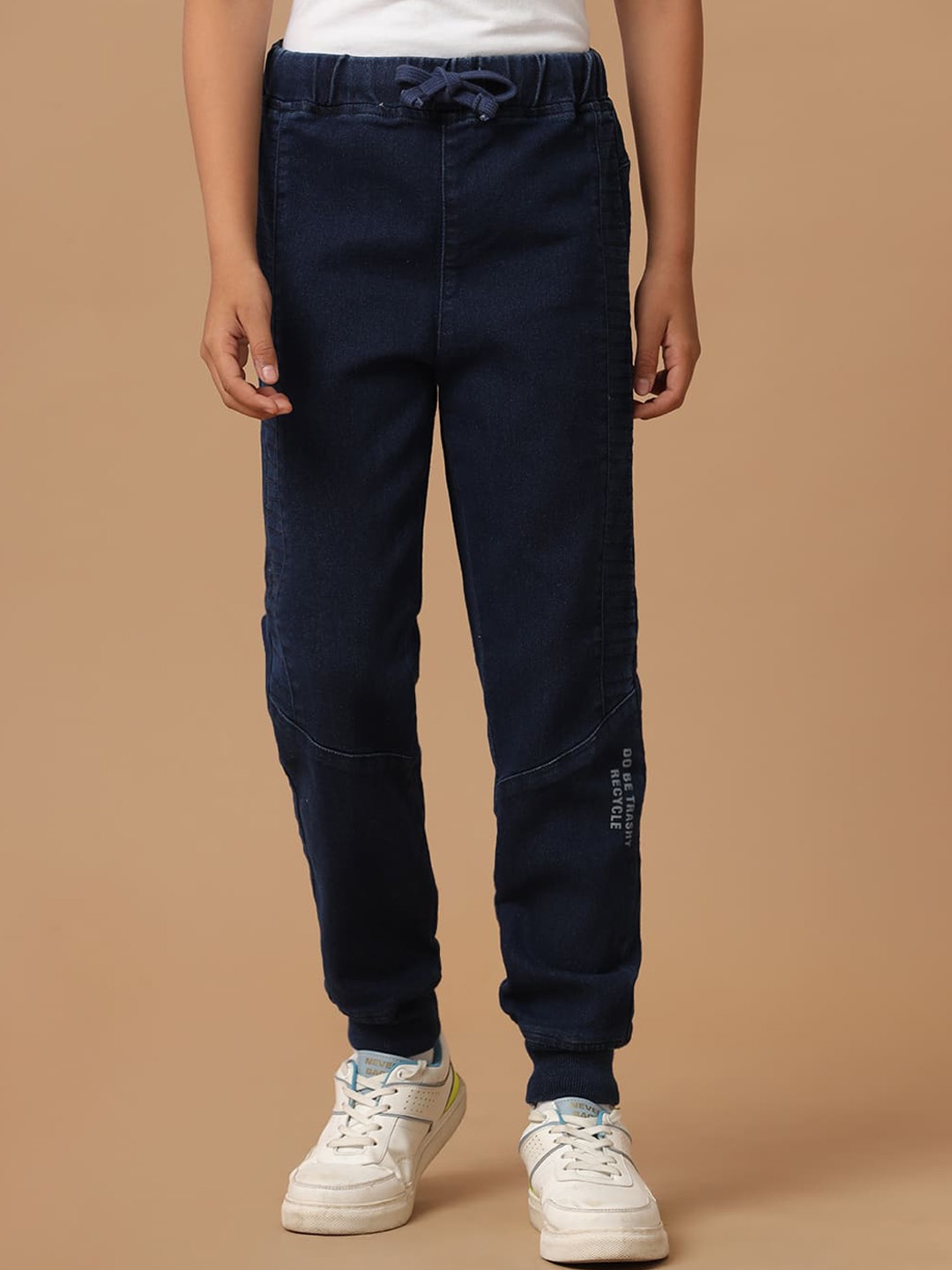 

UNDER FOURTEEN ONLY Boys Mid Rise Cotton Slim Fit Jogger, Navy blue