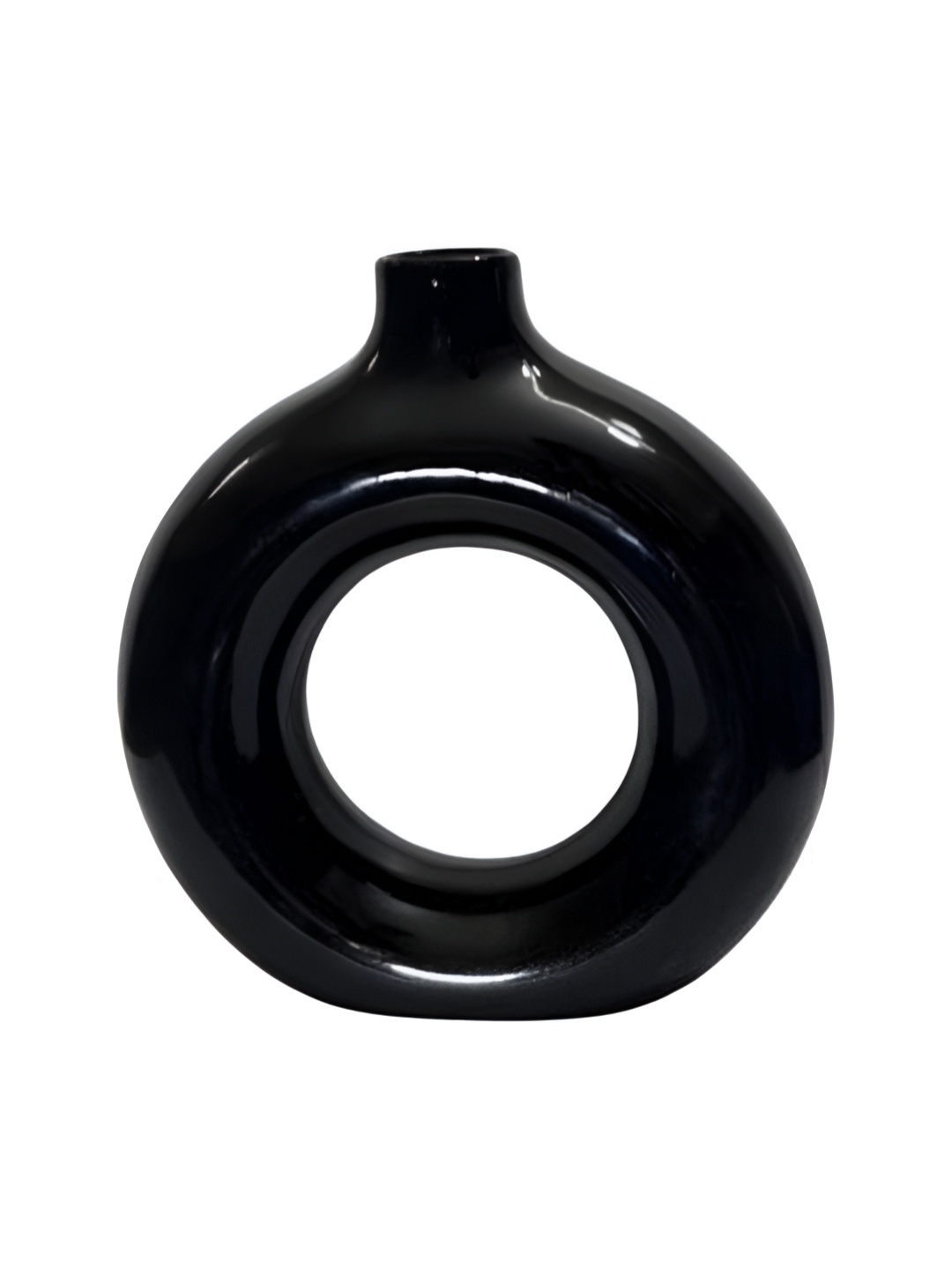 

Crazy Sutra Black Donut Shaped Ceramic Vase