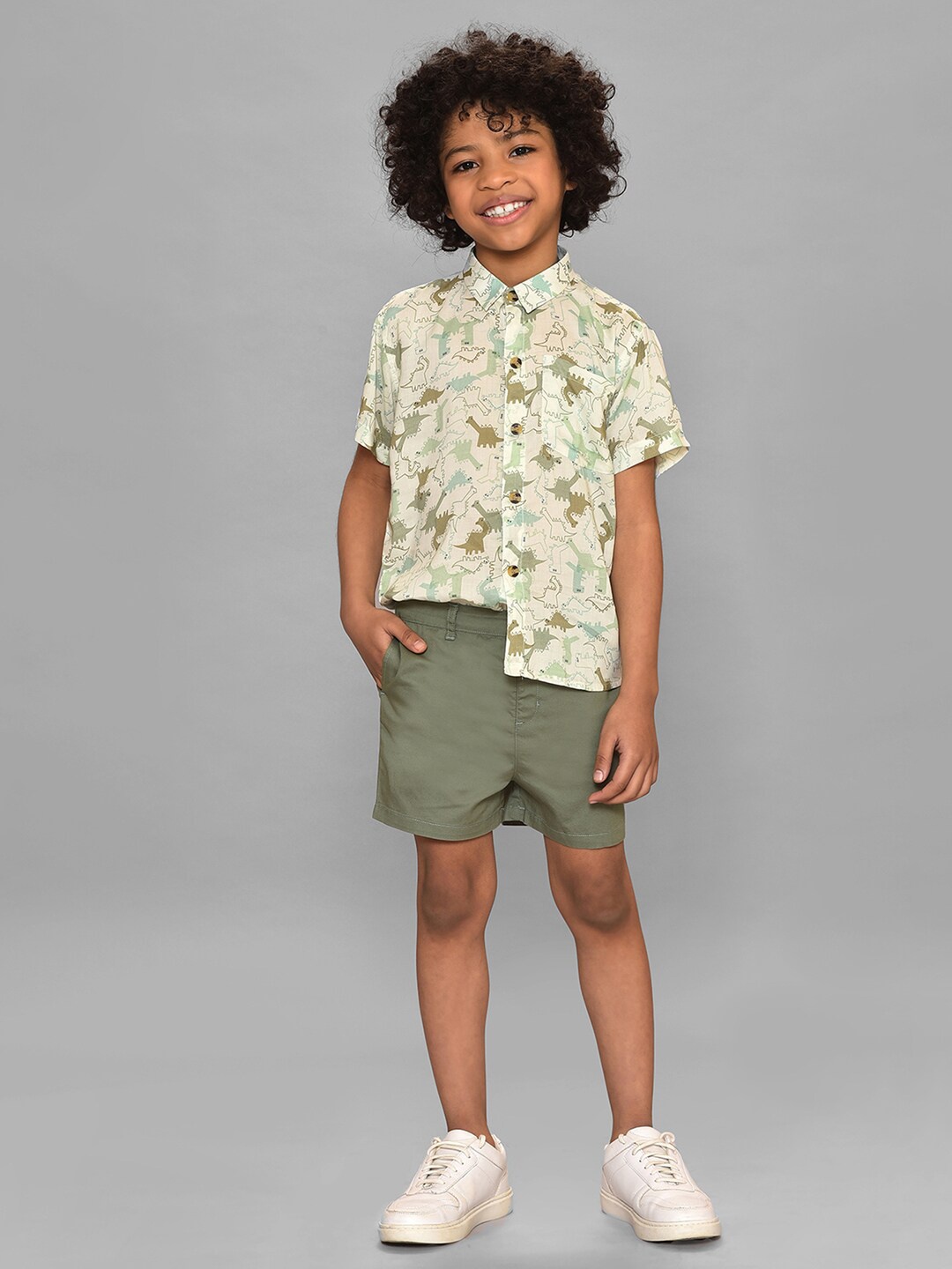 

MiArcus Boys Printed Shirt with Shorts, Green