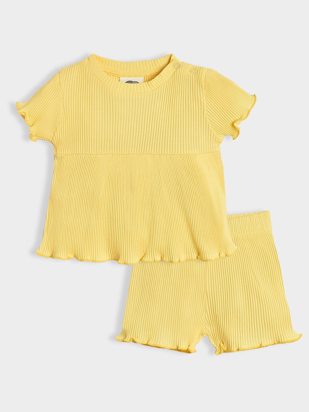 

MiArcus Girls Striped Pure Cotton Top with Shorts, Yellow