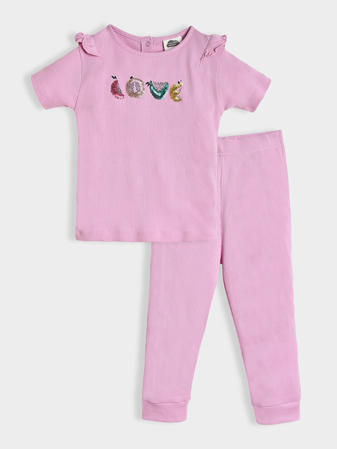 

MiArcus Girls Embellished Pure Cotton Top with Pyjamas, Lavender