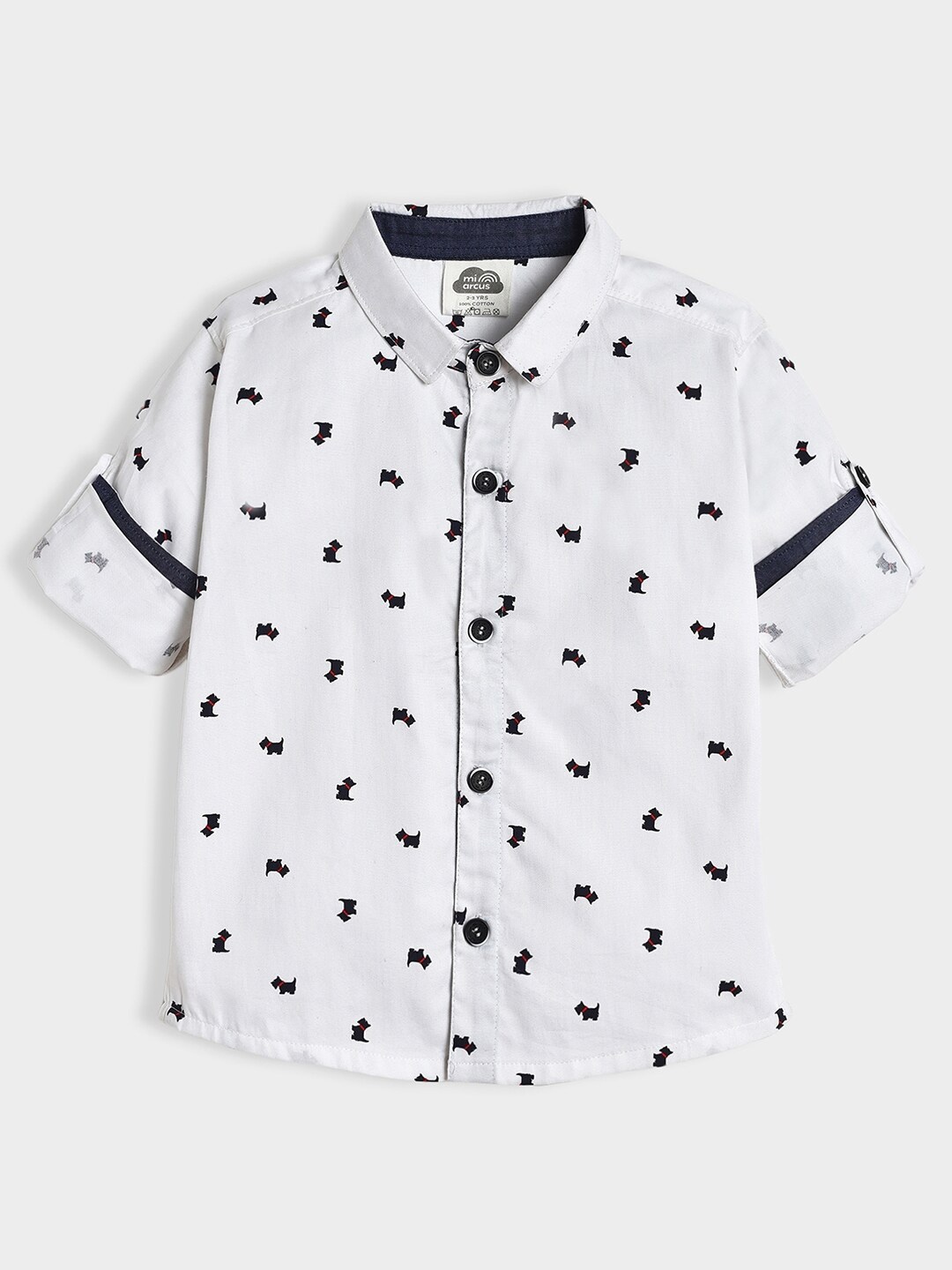 

MiArcus Infant Boys Conversational Printed Cotton Casual Shirt, White