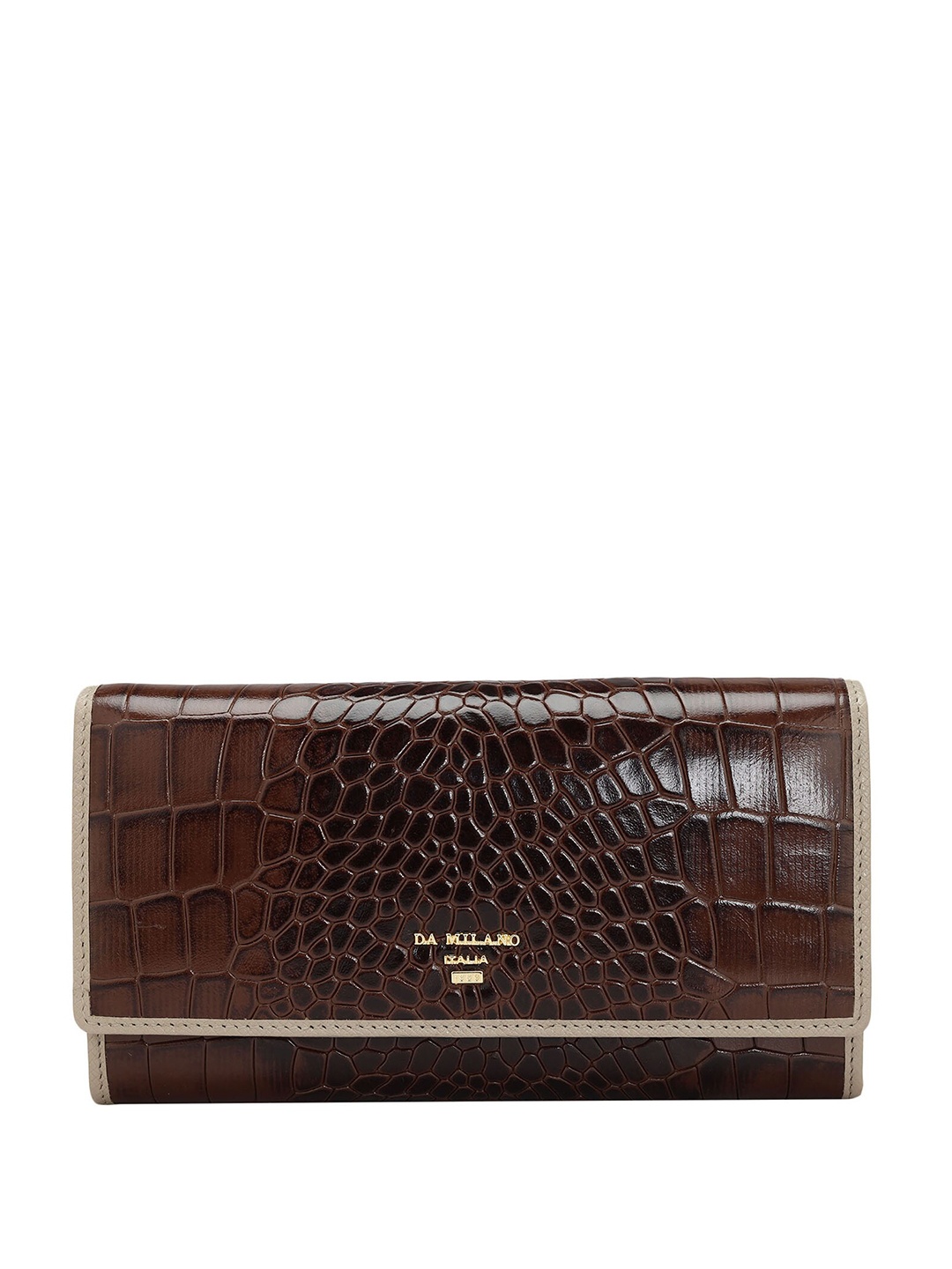 

Da Milano Women Animal Textured Leather Envelope Wallet, Brown