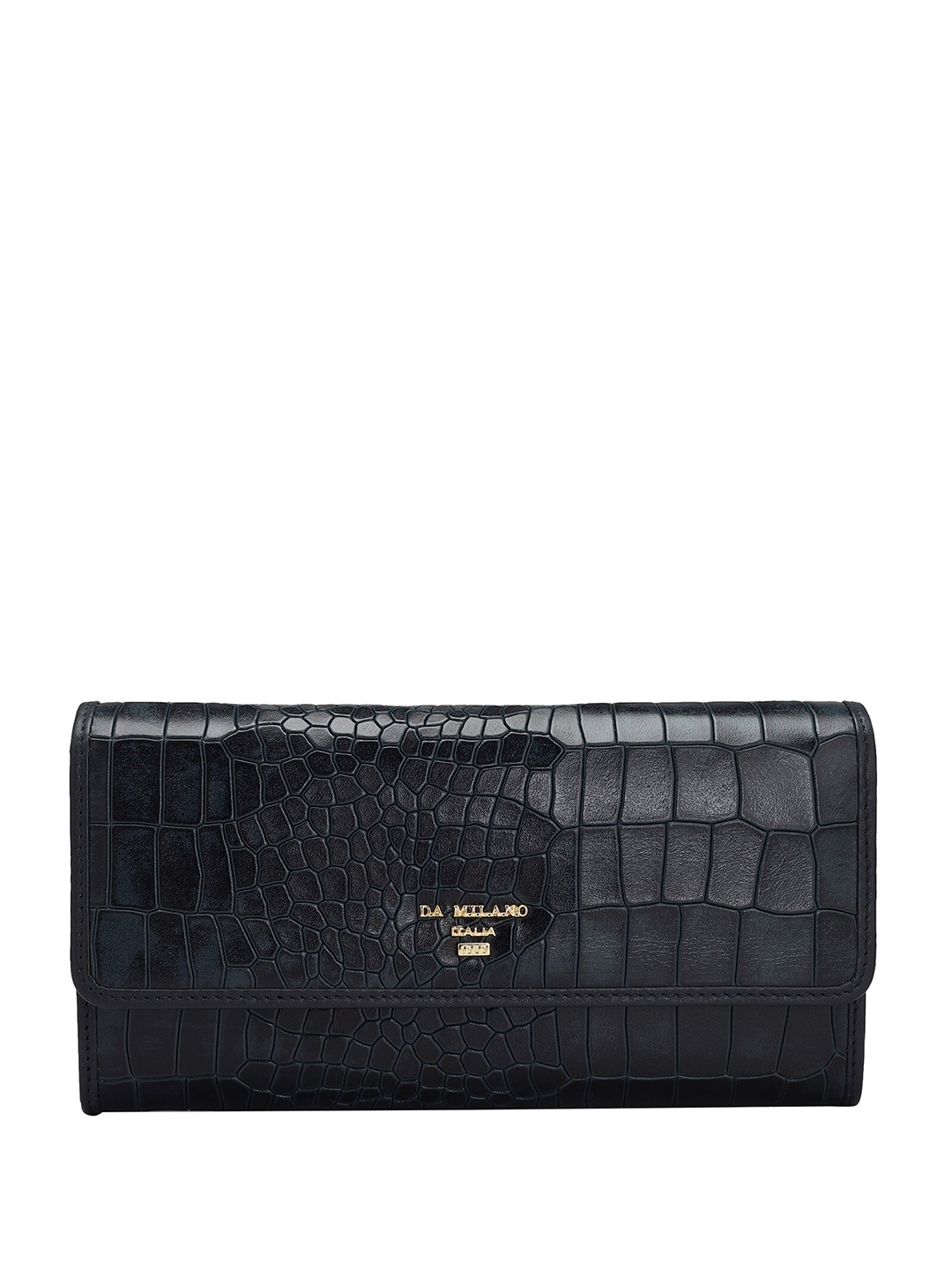 

Da Milano Women Animal Textured Leather Zip Around Wallet, Navy blue