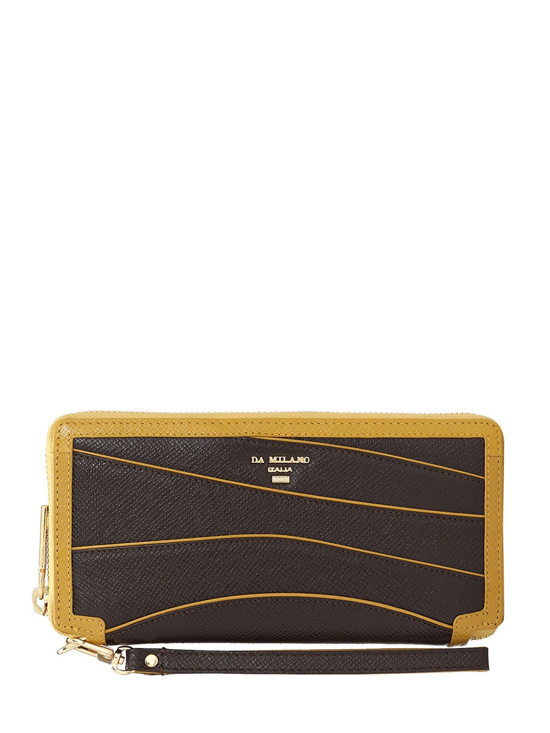 

Da Milano Women Textured Leather Card Holder, Brown