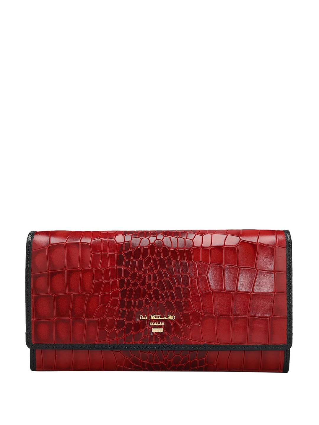 

Da Milano Women Animal Textured Leather Envelope Wallet, Red