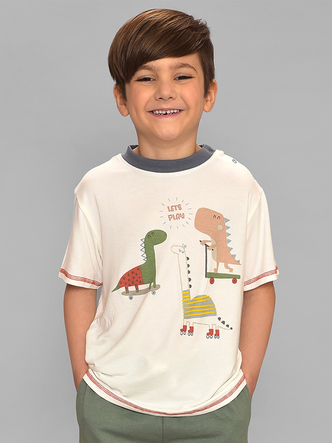 MiArcus Infant Kids Graphic Printed Modal T-shirt, White