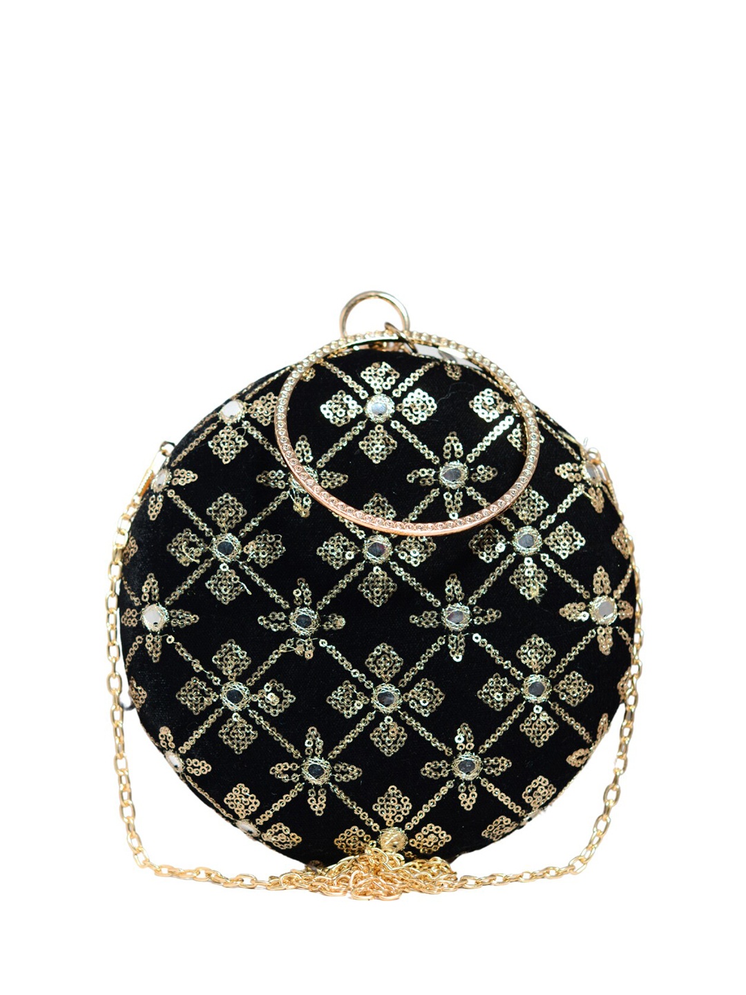 

ARTKLIM Embroidered Box Clutch, Black