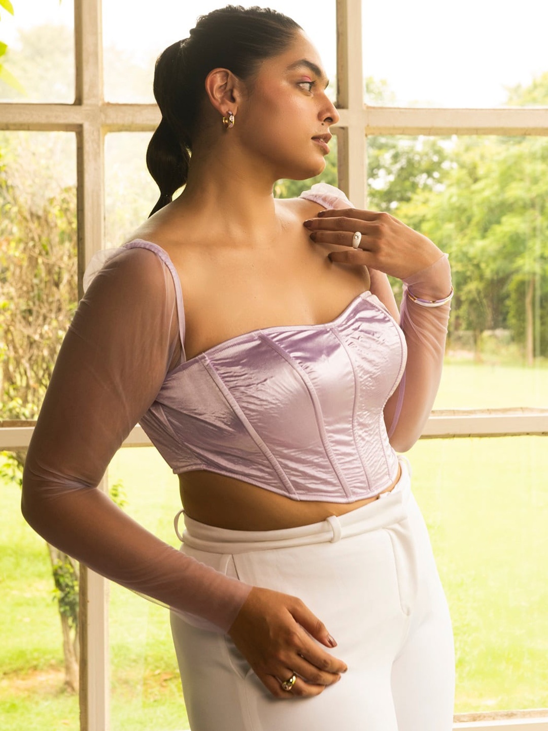

Lea Clothing Co. Sweetheart Neck Corset Top, Lavender