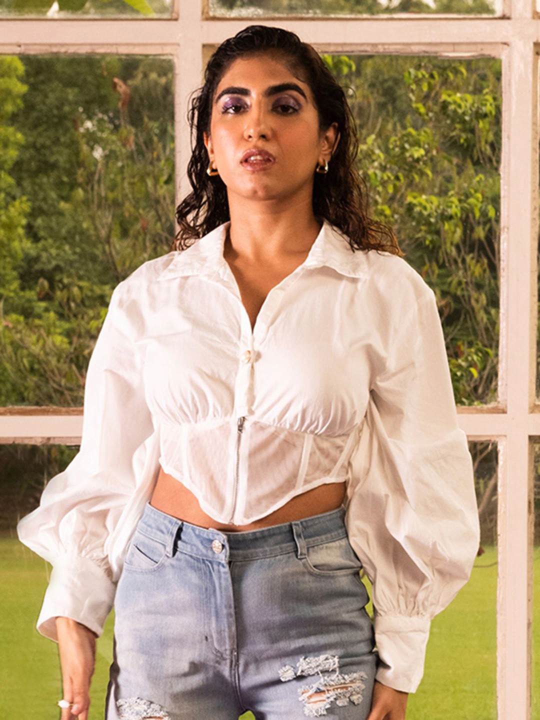 

Lea Clothing Co. Corset Crop Top, White