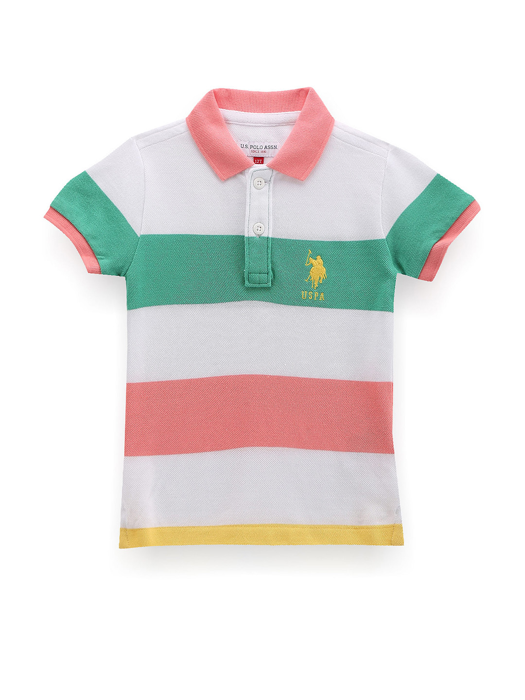 

U.S. Polo Assn. Kids Boys Striped Polo Collar Pure Cotton T-shirt, White