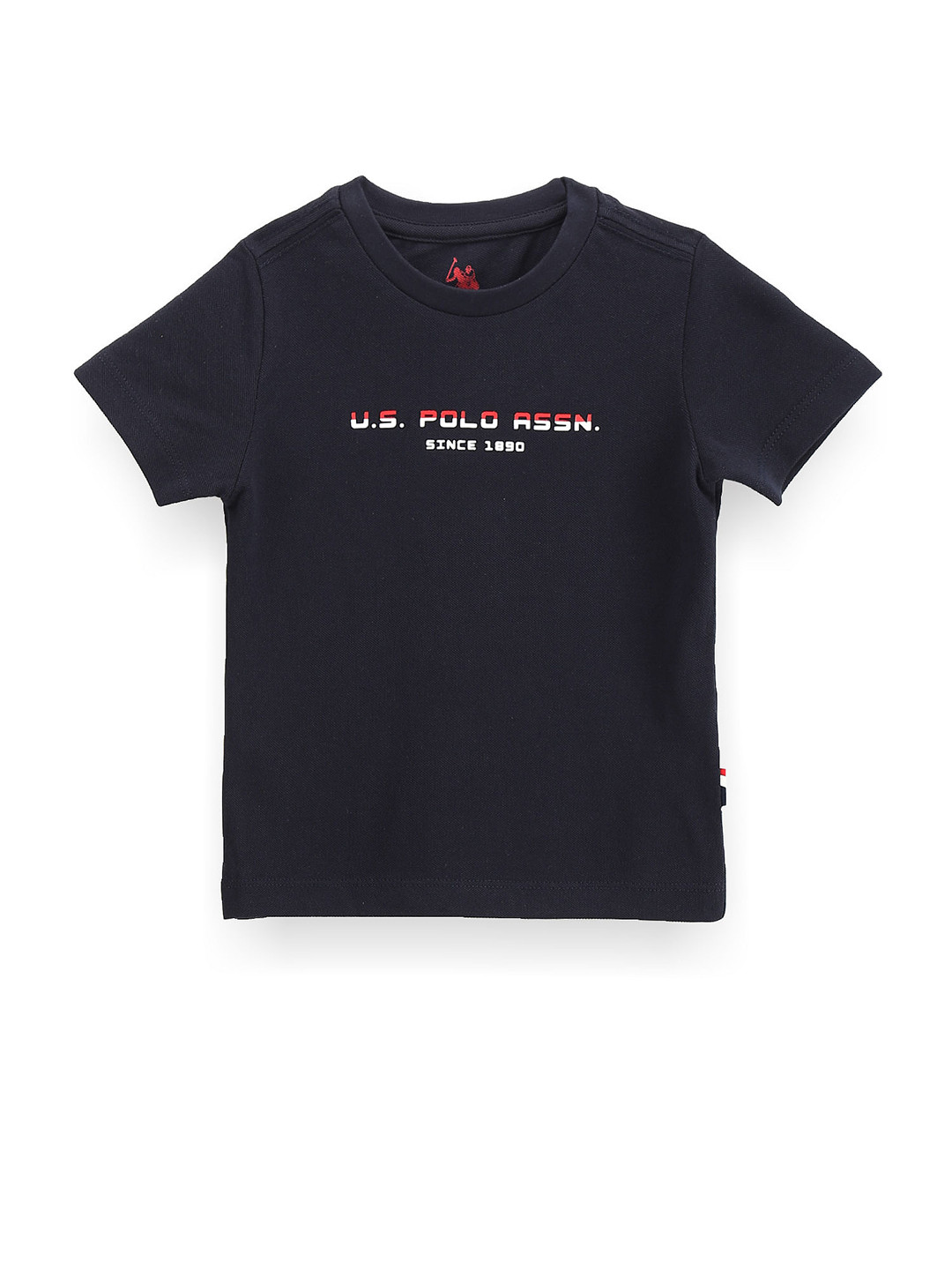 U.S. Polo Assn. Kids Boys Typography Printed Pure Cotton T-shirt, Navy blue