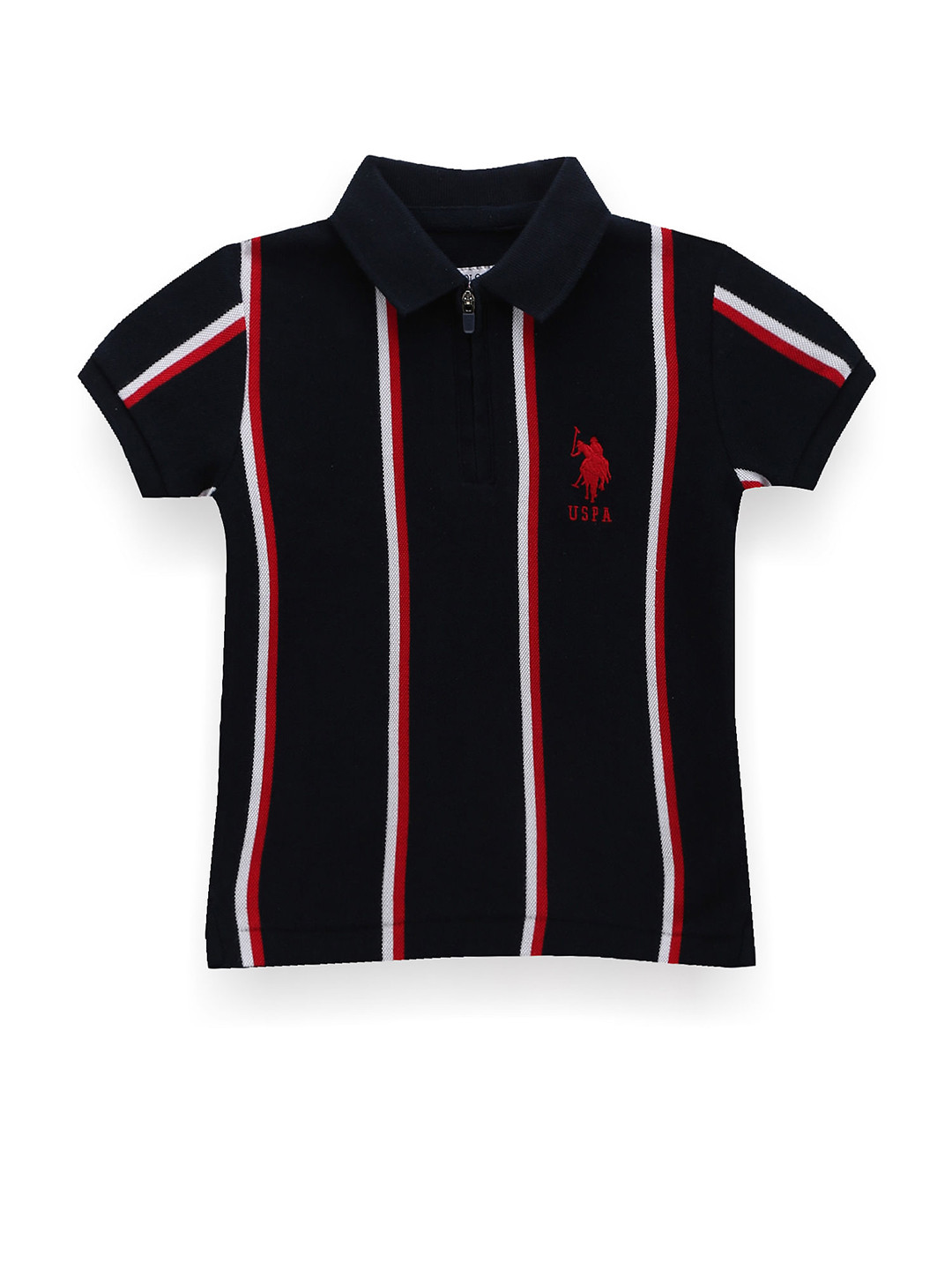 

U.S. Polo Assn. Kids Boys Striped Polo Collar Pure Cotton T-shirt, Navy blue