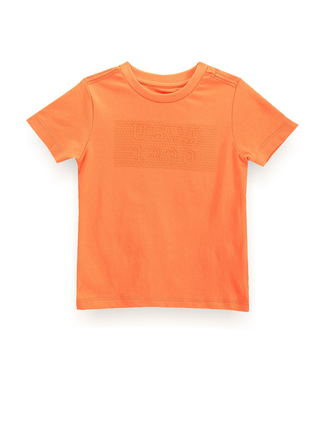

U.S. Polo Assn. Kids Boys Typography Self Design Pure Cotton T-Shirt, Orange