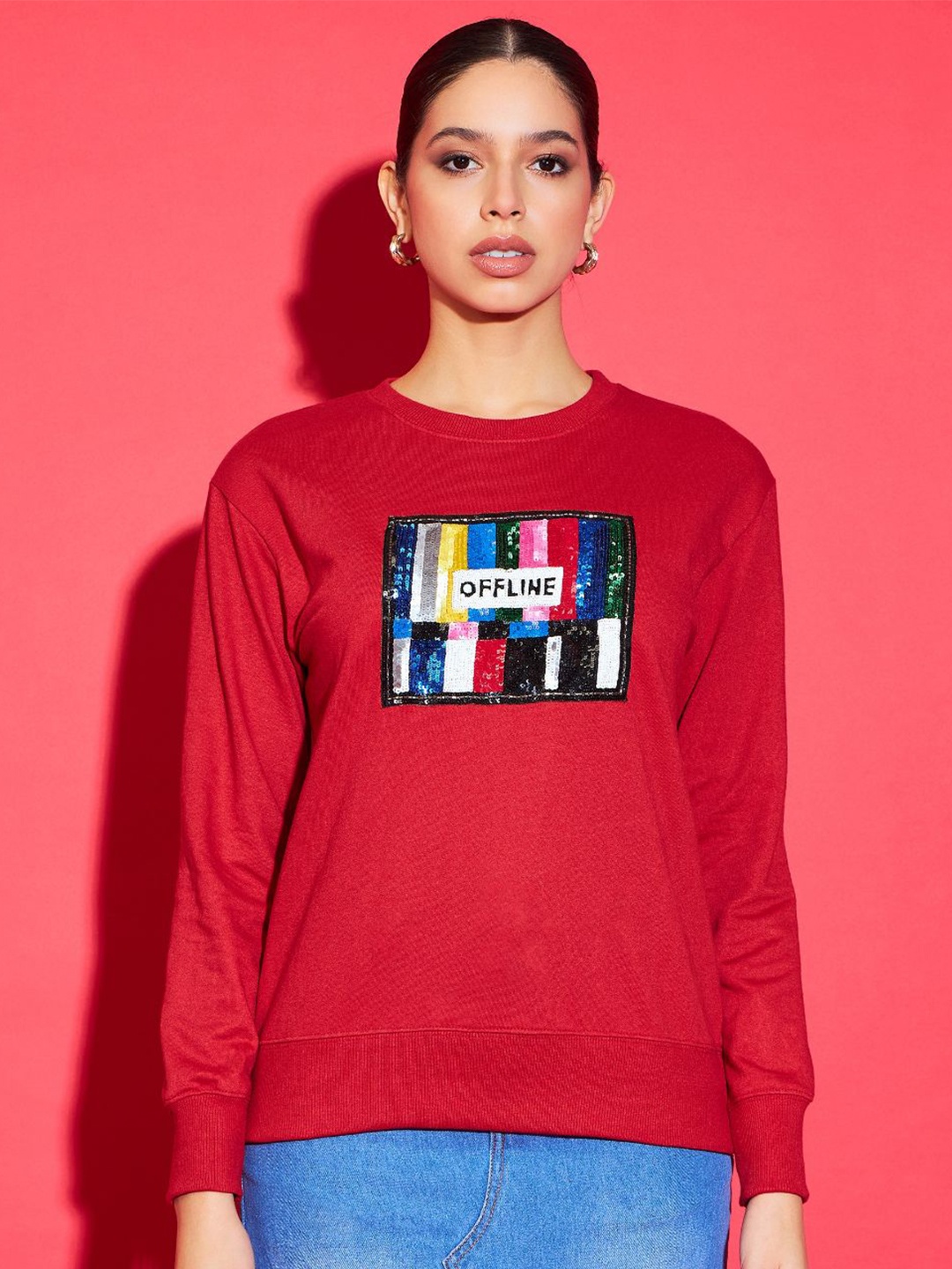 

Uptownie Sequinned Sweatshirt, Red