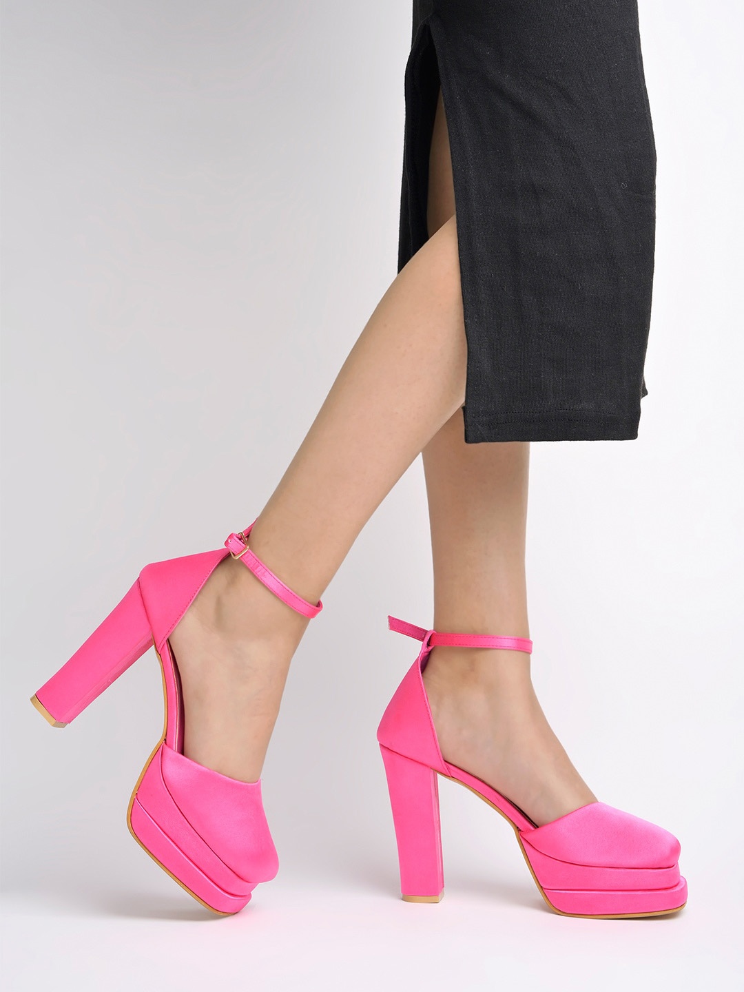 

Shoetopia Round Toe Platform Heels, Pink
