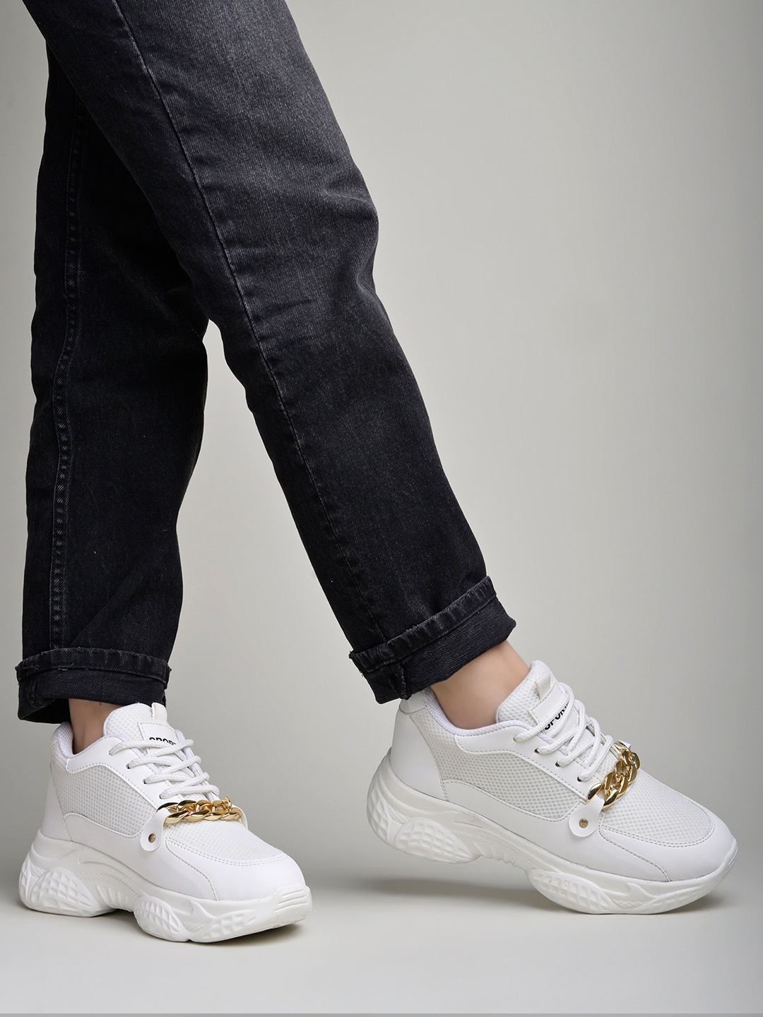 

Shoetopia Women Textured Lightweight Comfort Insole Lace-Ups Sneakers, White