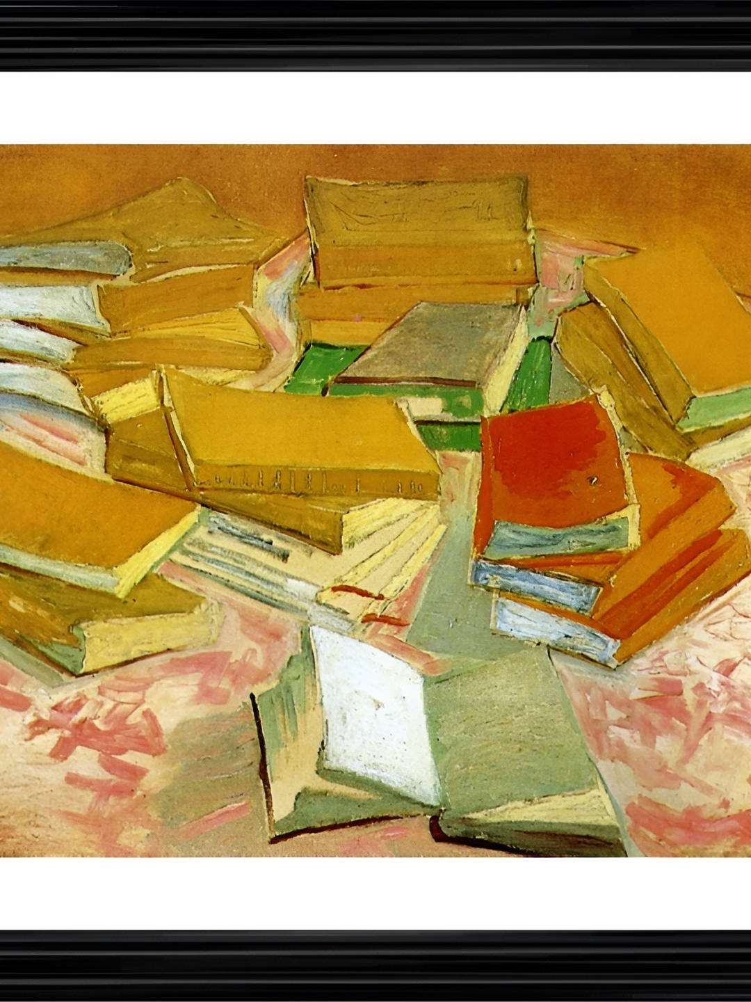 

Adventures India Brown & Green Wooden Piles of French Novels (1887) Wall Painting