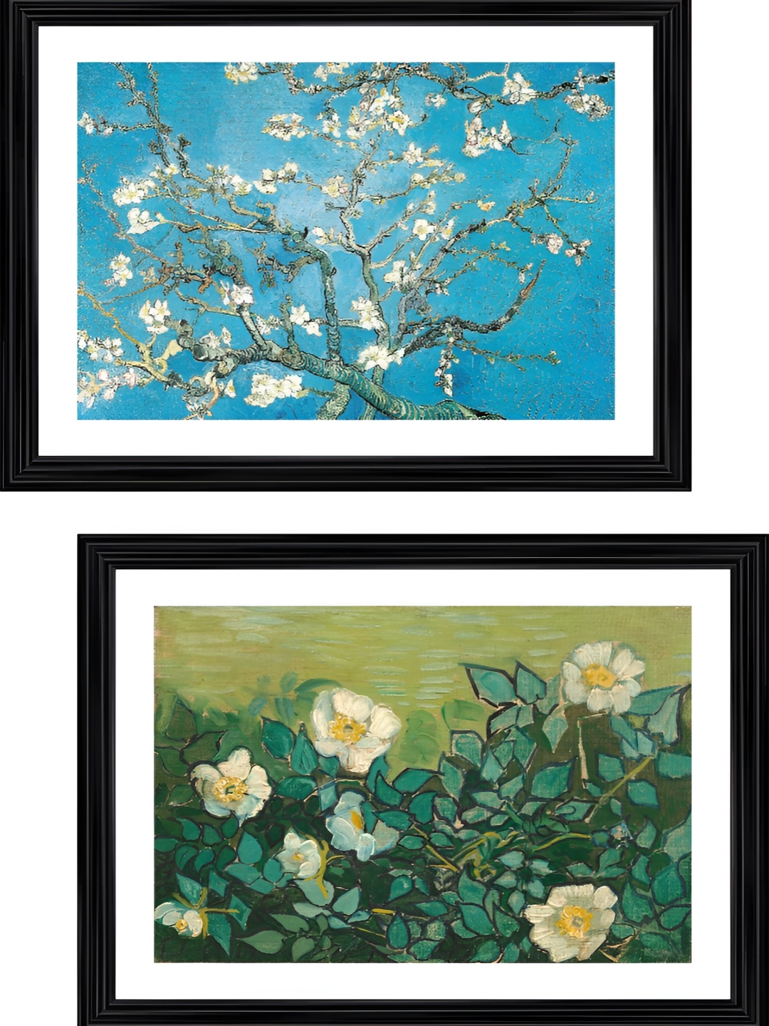 

Adventures India Black & Blue 2 Pieces Wooden Floral and Botanical Painting Wall Art