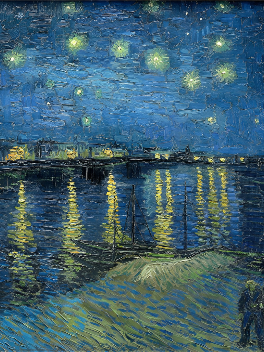 

Adventures India Blue Wooden Starry Night over the Rhone River (1888) Wall Paintings