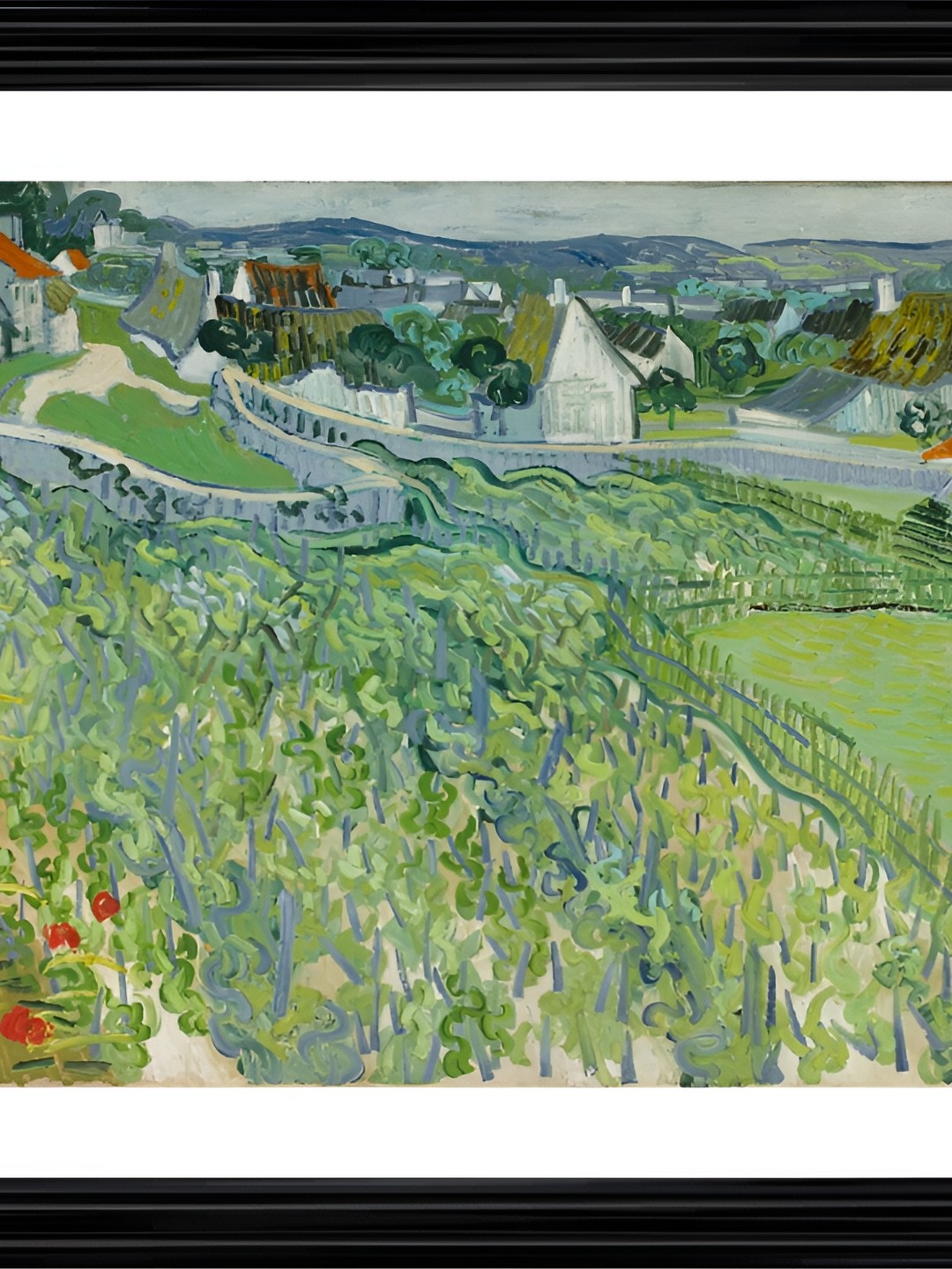 

Adventures India Blue & Green Vineyards at Auvers Wooden Painting Wall Art