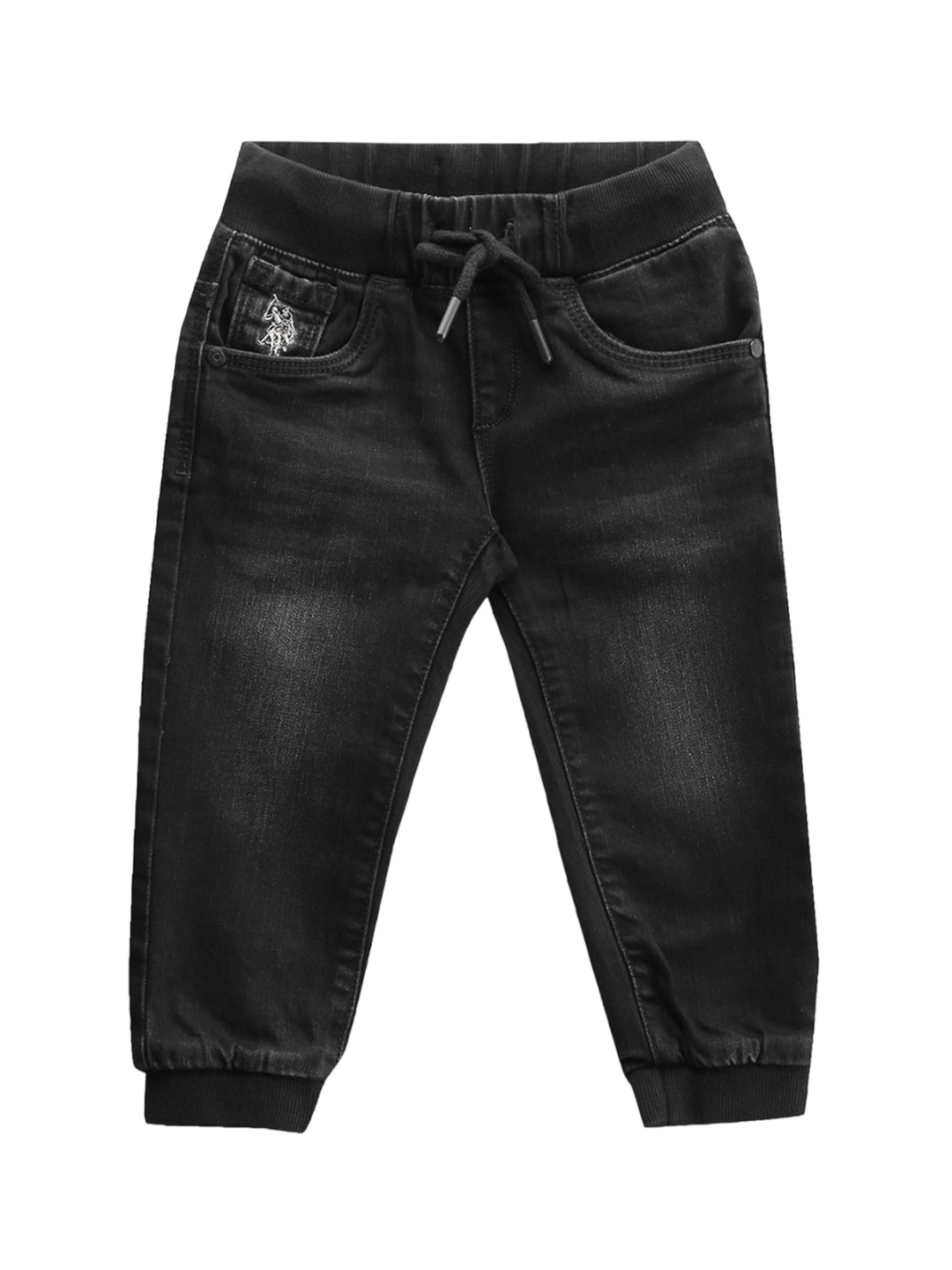 

U.S. Polo Assn. Kids Boys Classic Slim Fit Mid Rise Light Fade Stretchable Joggers, Black