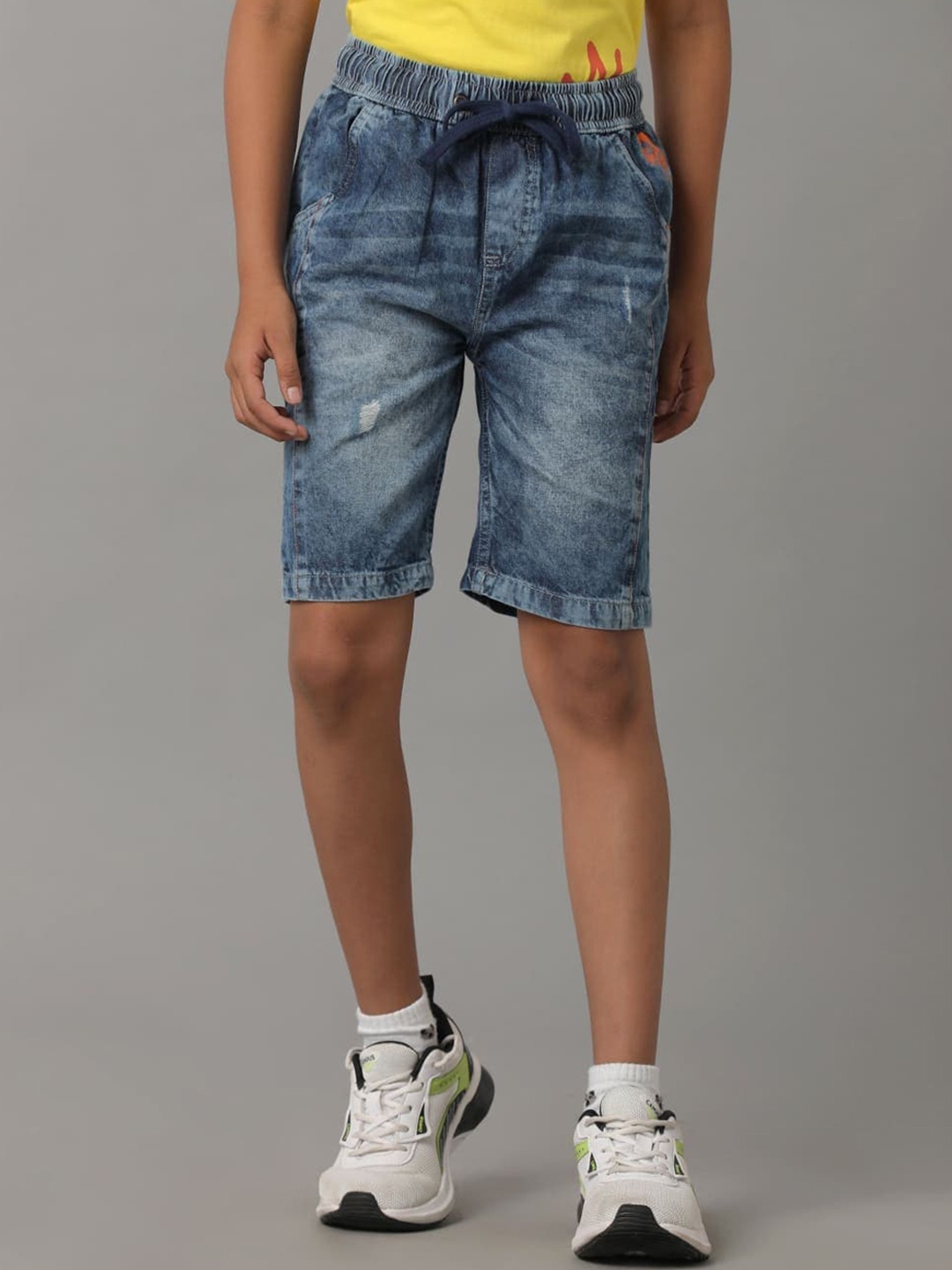 

UNDER FOURTEEN ONLY Boys Washed Denim Cotton Shorts Technology, Navy blue