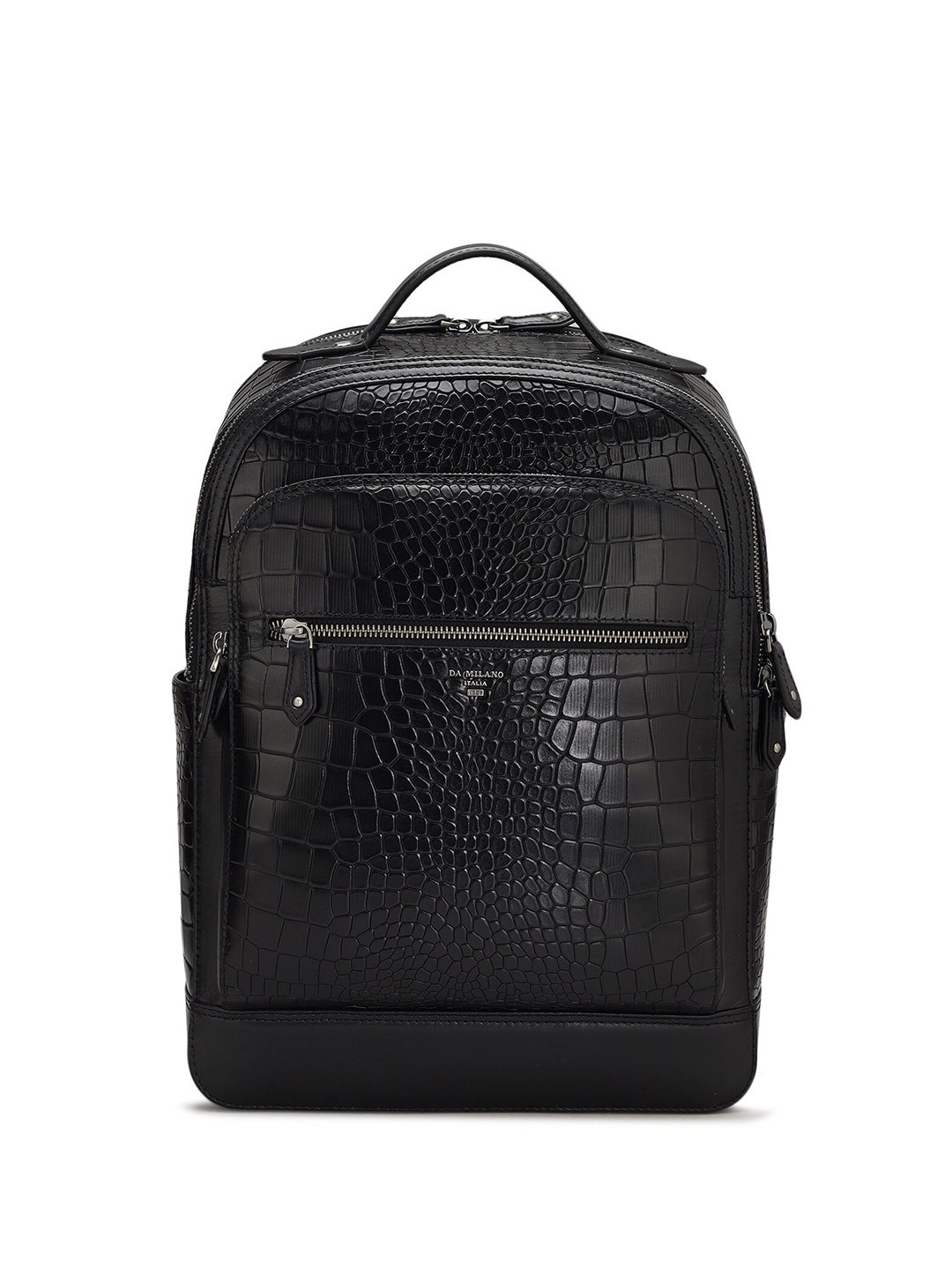 

Da Milano Men Textured Leather Backpack - Up to 13 inch Laptop, Black