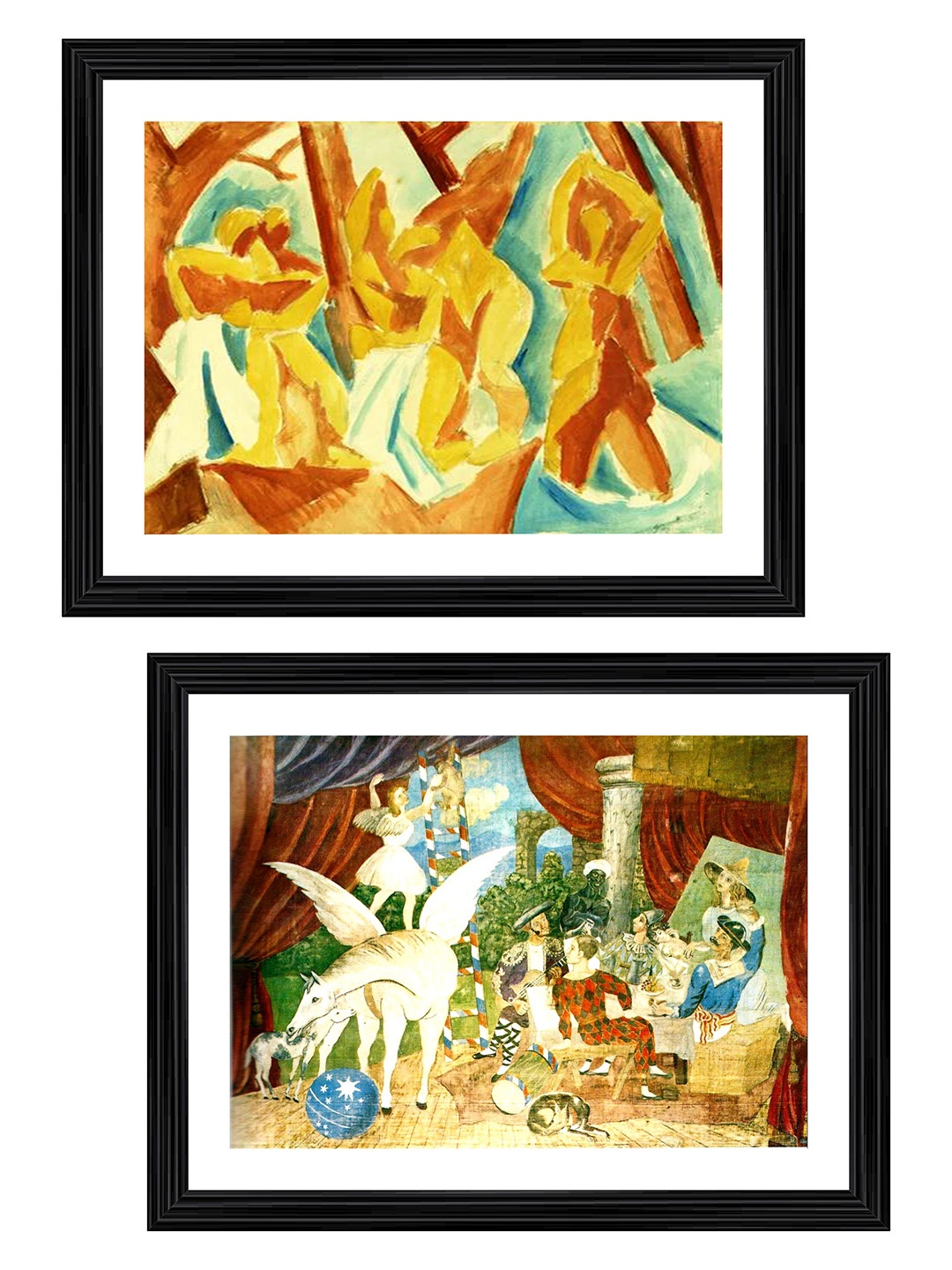 

Adventures India Green & Yellow 2 Pieces Wooden Painting Wall Art