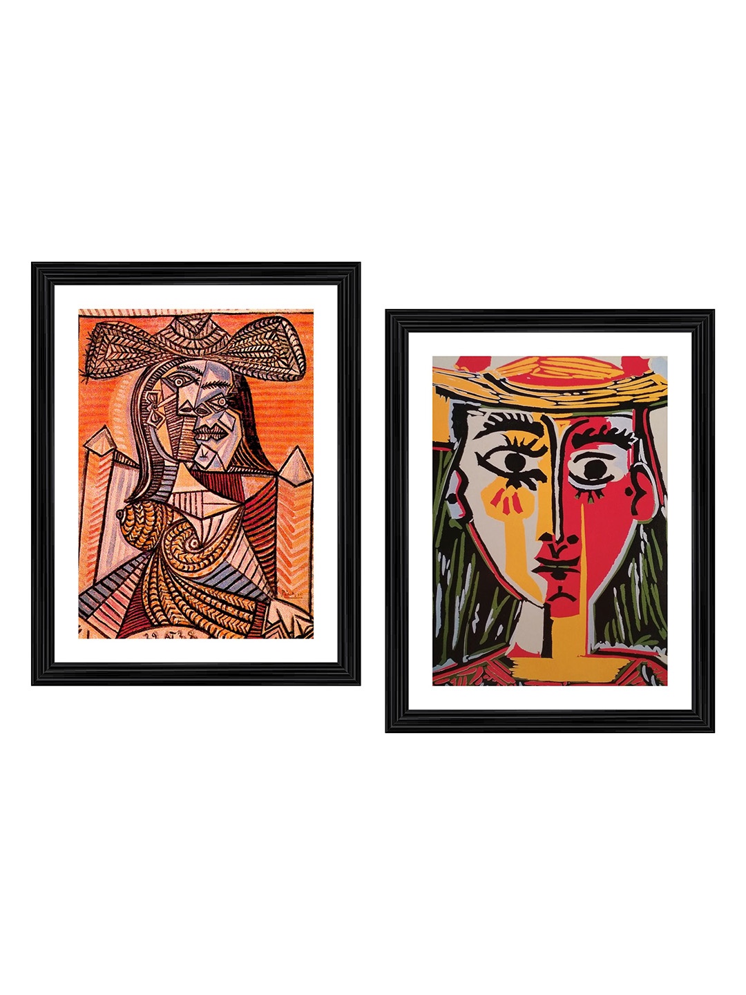 

Adventures India Orange & Black 2 Pieces Wooden Paintings Wall Art