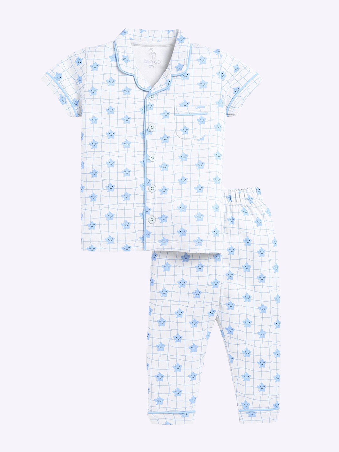 

BABY GO Infant Boys Conversational Printed Pure Cotton Shirt with Pyjamas, Sea green