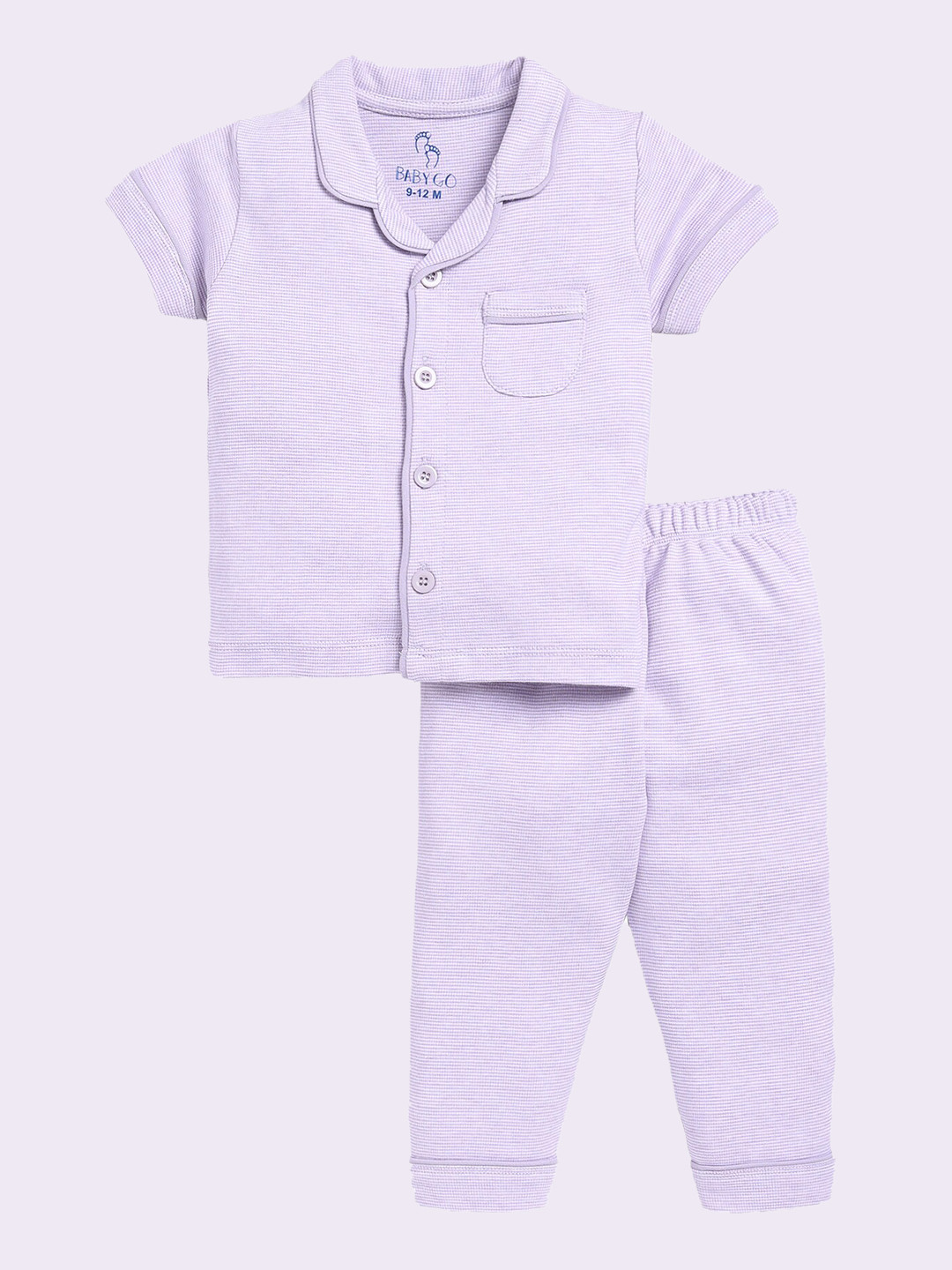 

BABY GO Boys Pure Cotton Shirt With Pyjamas, Purple