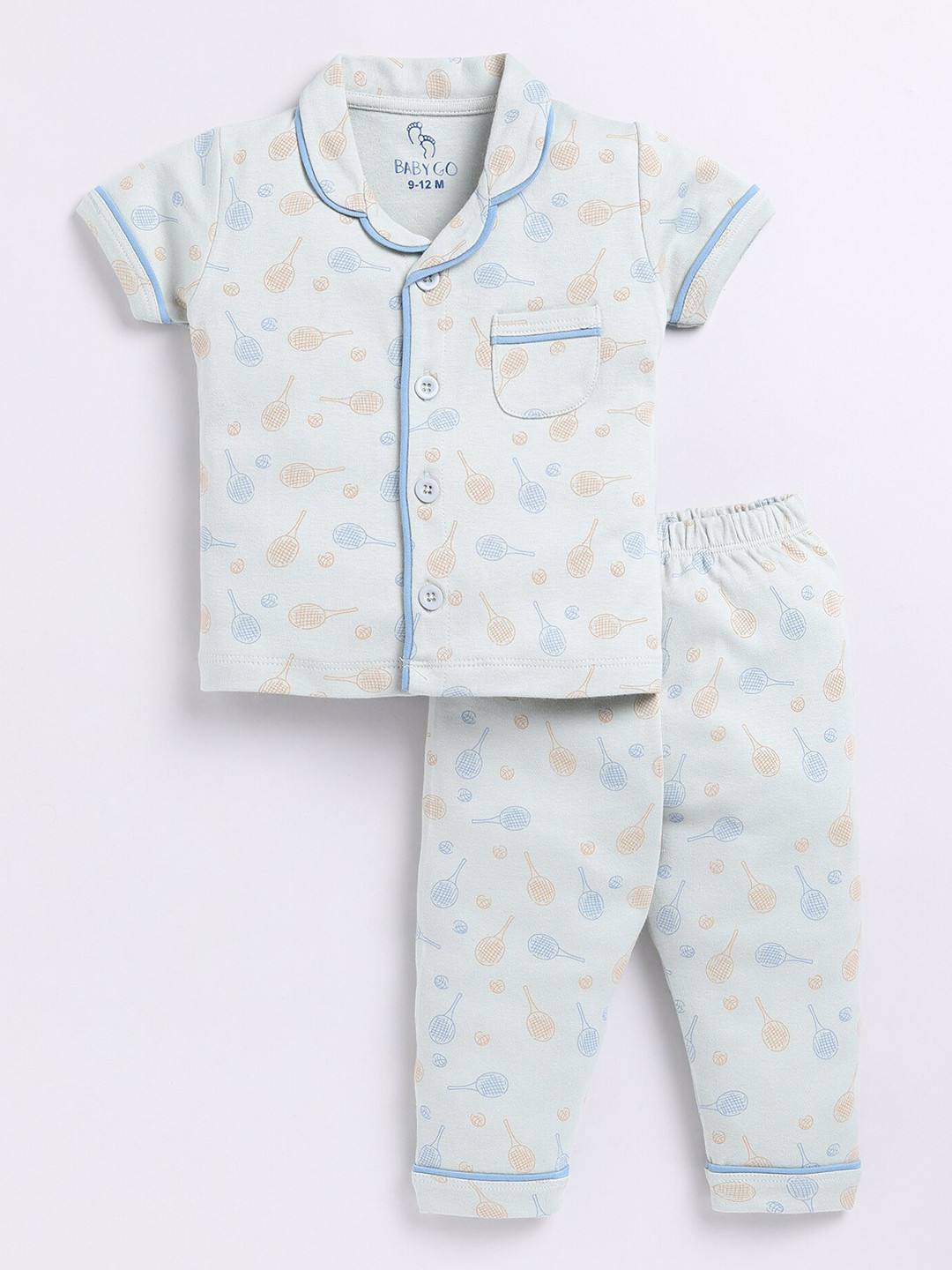

BABY GO Infant Boys Conversational Printed Pure Cotton Shirt with Pyjamas, Olive