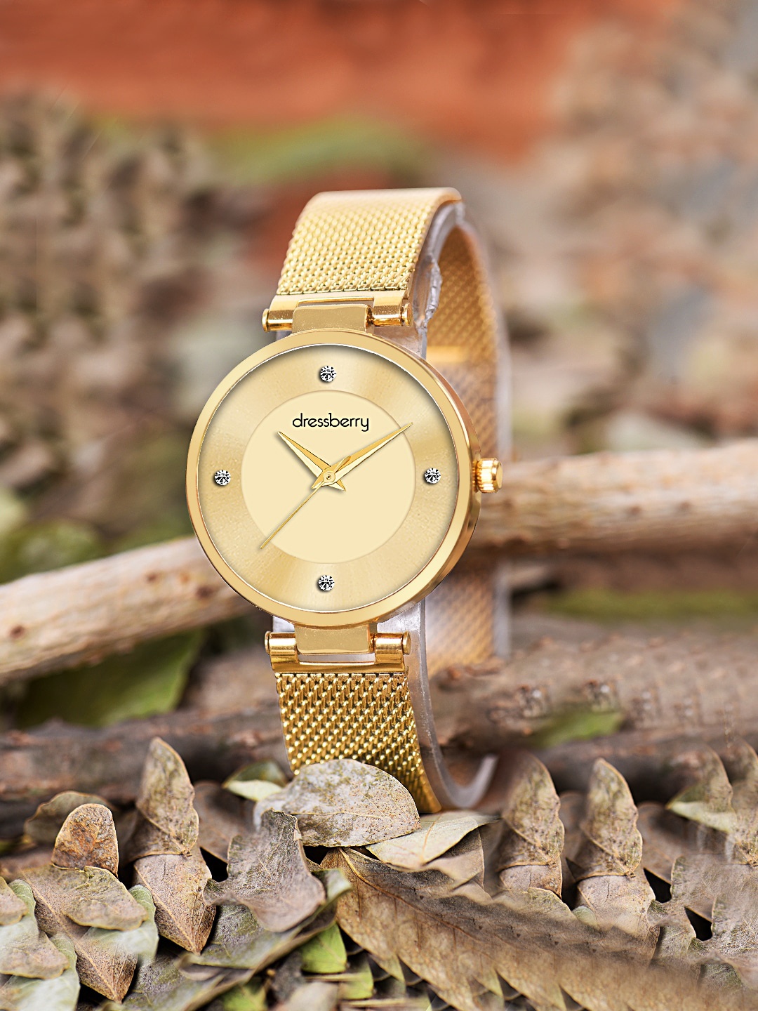 

DressBerry Women Embellished Dial Reset Time Analogue Watch HOBDB-210-GD-GD, Gold