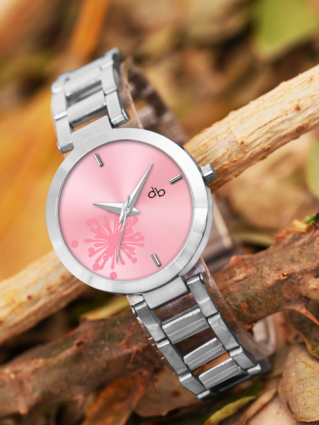 

DressBerry Women Patterned Dial & Stainless Steel Straps Analogue Watch HOBDB-194-SL-PK, Pink