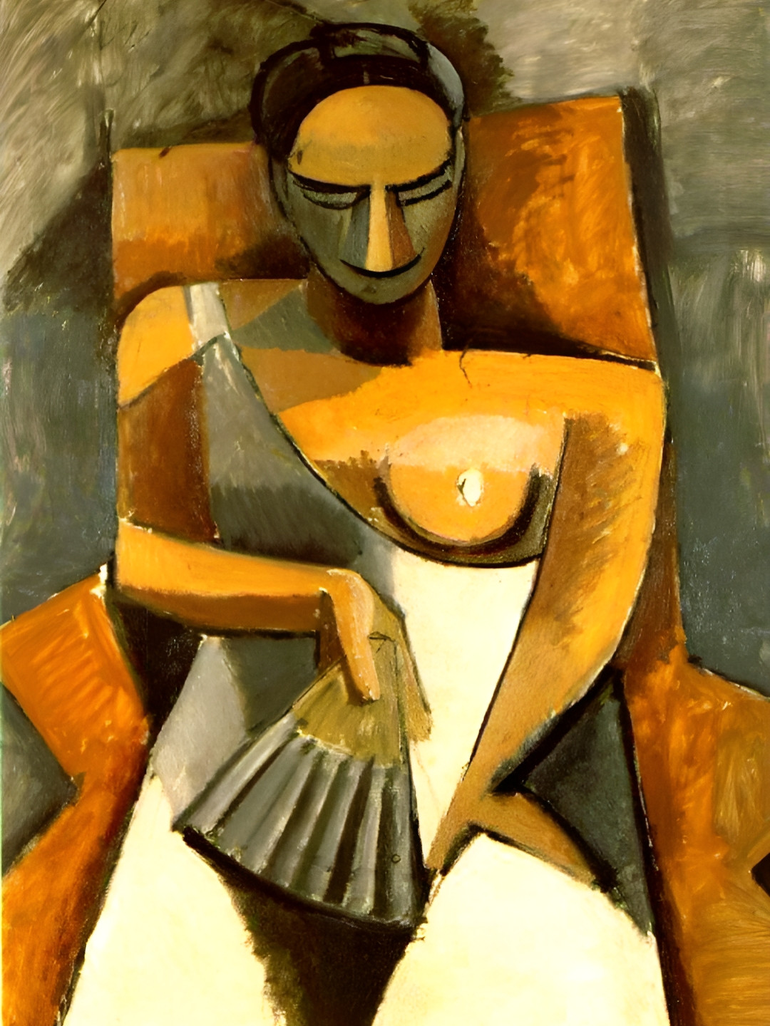 

Adventures India White & Brown Woman With A Fan Wooden Painting Wall Art