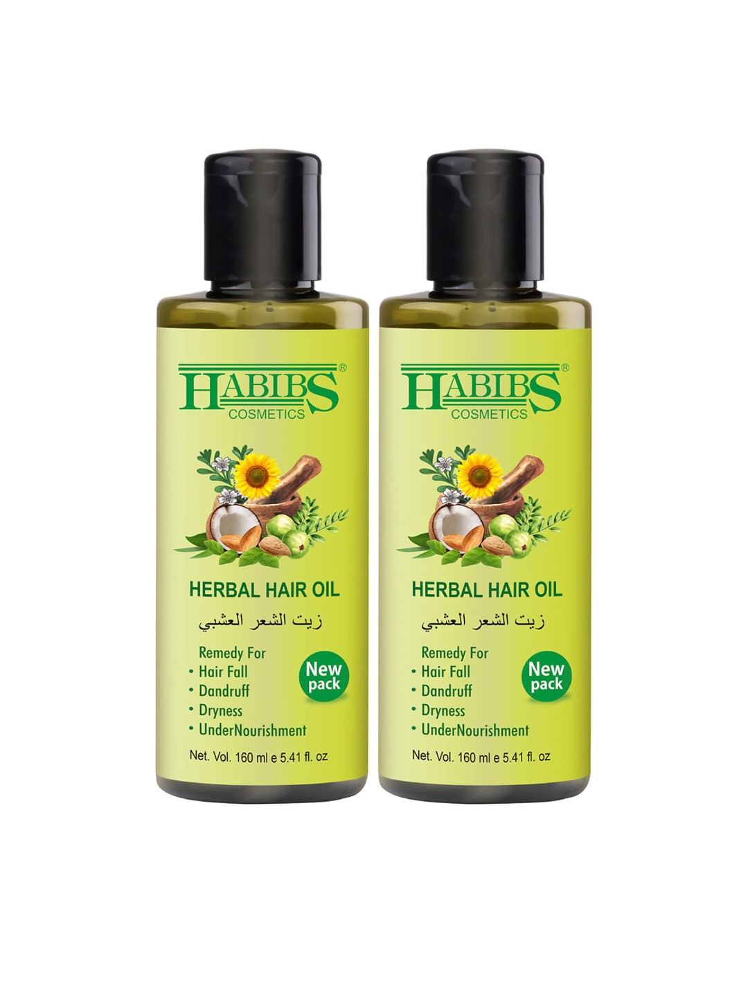 

HABIBS Herbal Set of 2 Hair Oil for Hair Fall - 160 ml Each, Green