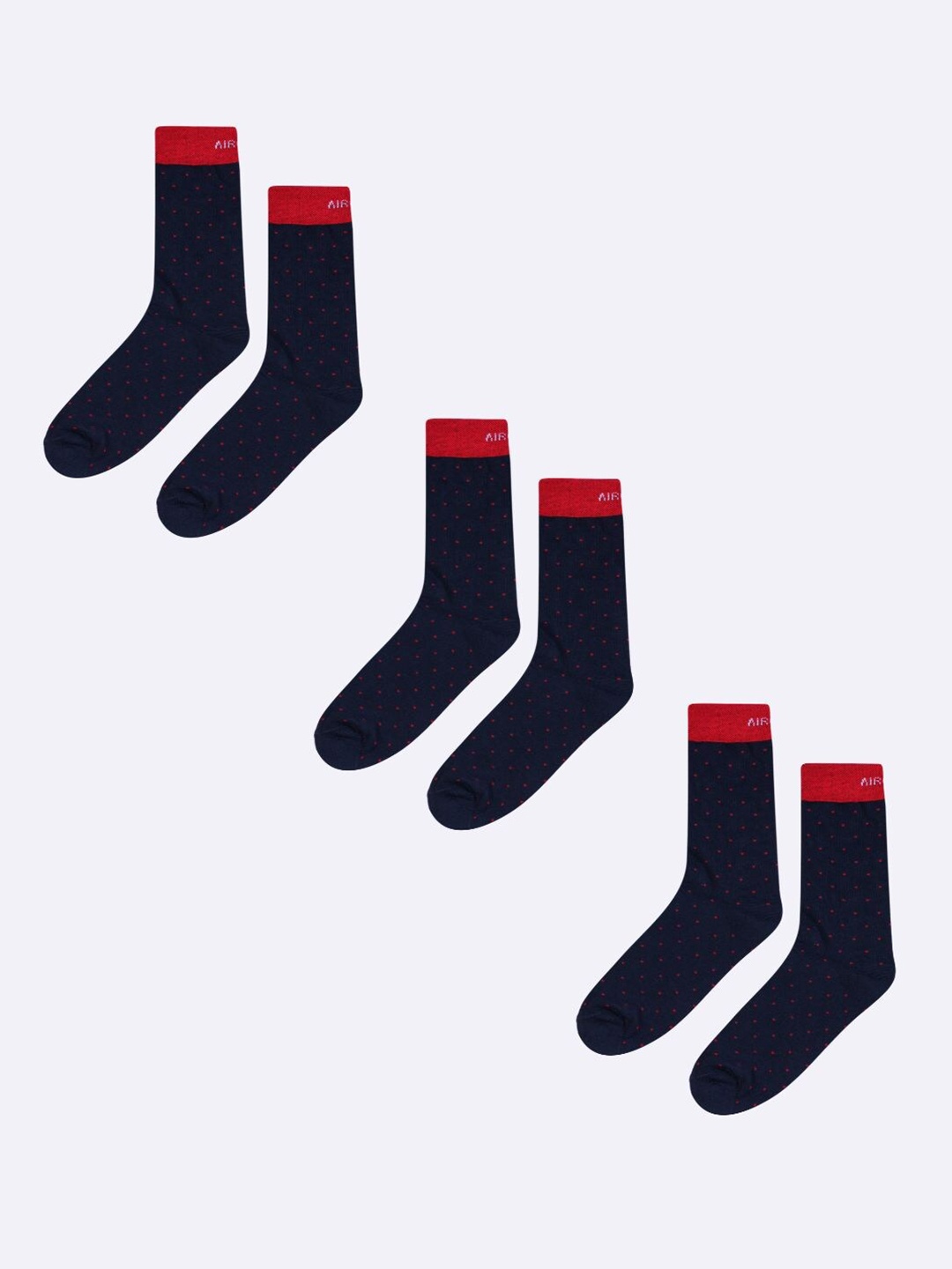 

AIR GARB Pack of 3 Polka Dot Printed Premium Calf-Length Socks, Navy blue