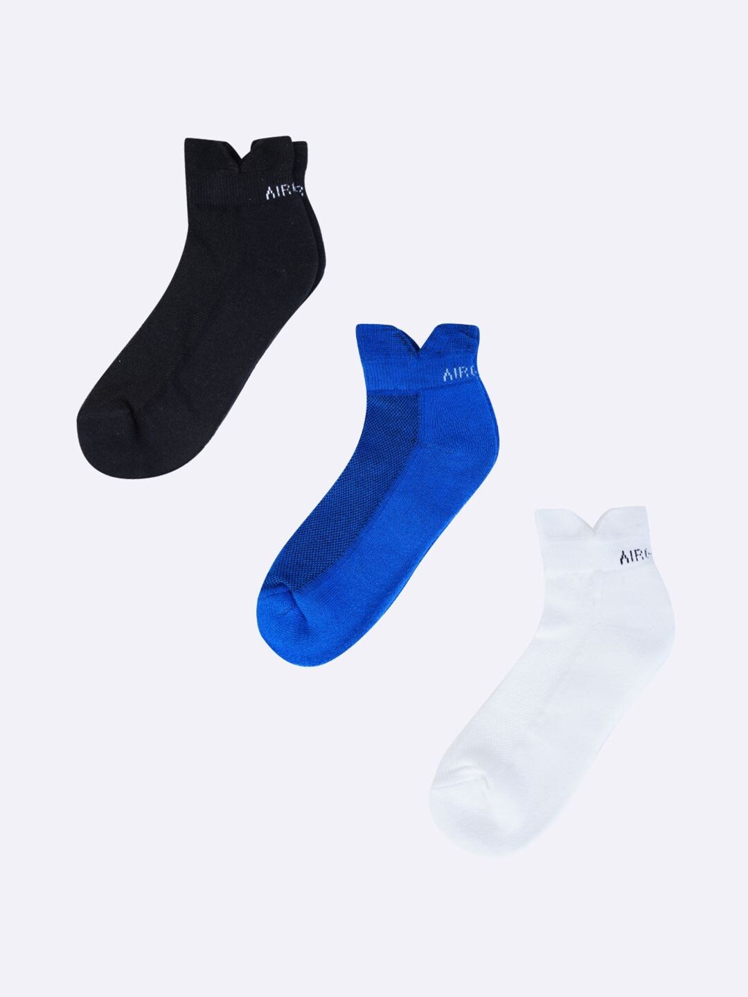 

AIR GARB Pack Of 3 Breathable Ankle-Length Socks, Blue
