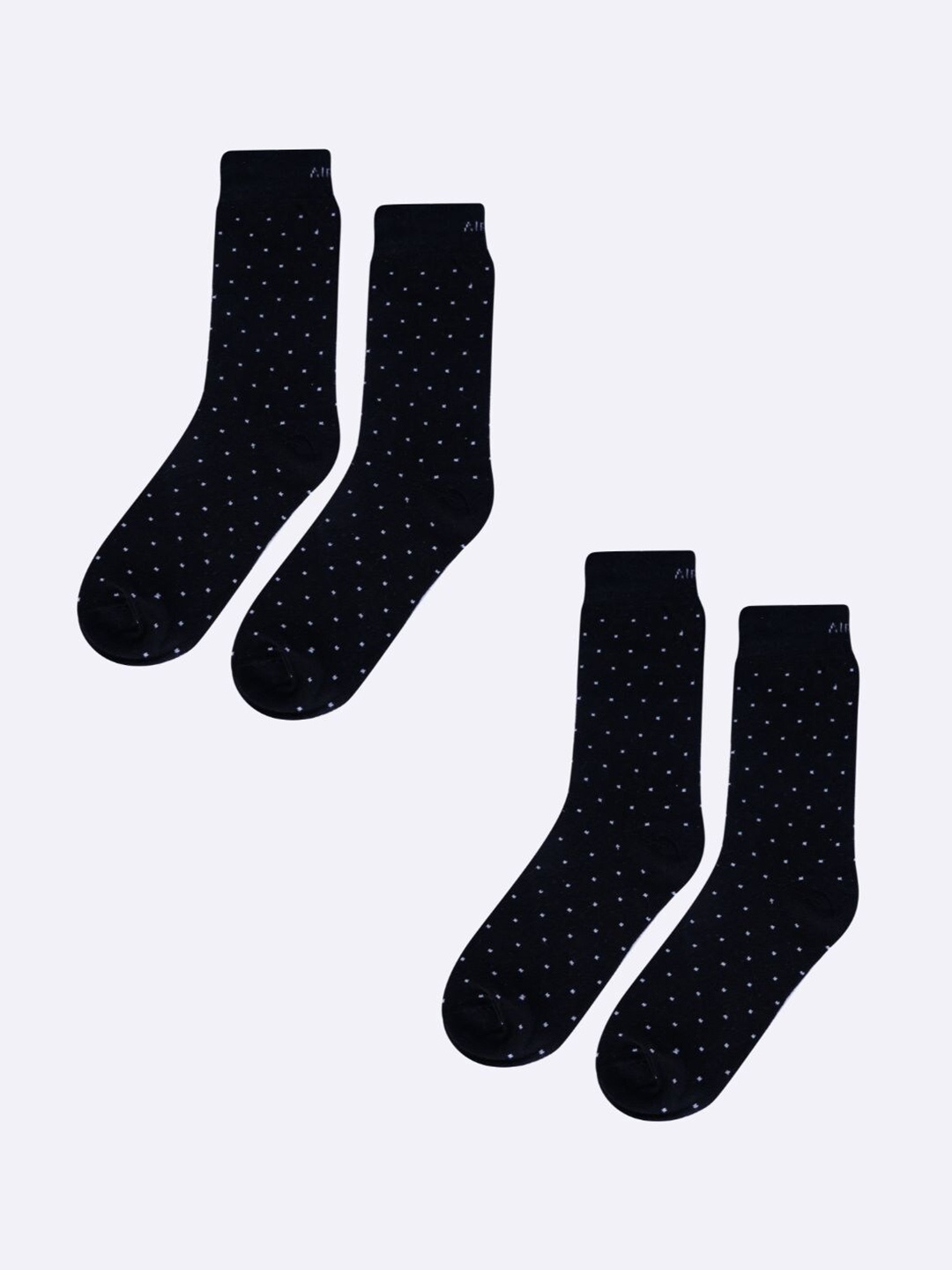 

AIR GARB Pack Of 2 Polka Dot Printed Calf-Length Socks, Black